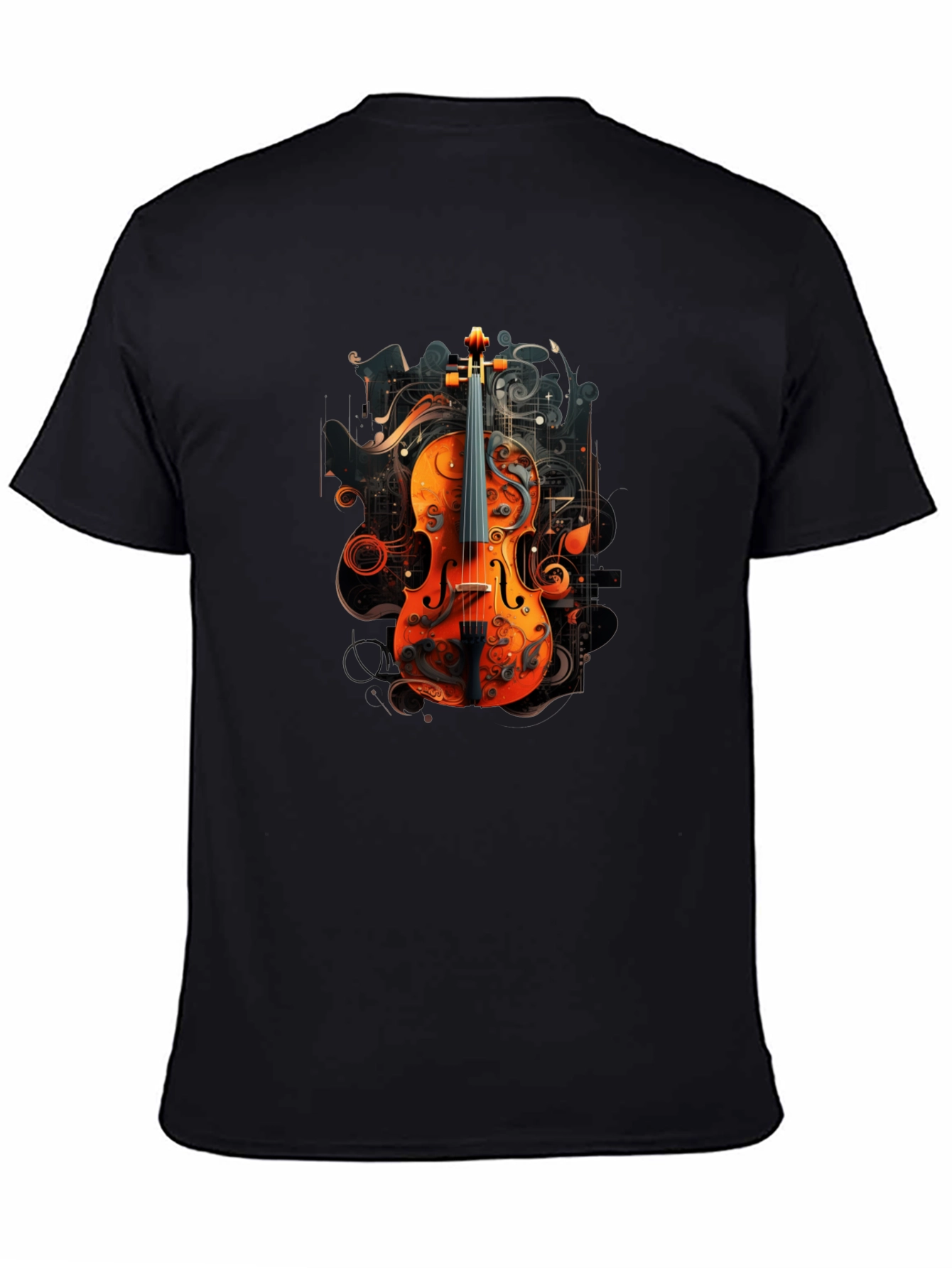 Violin Art Graphic Black T-Shirt