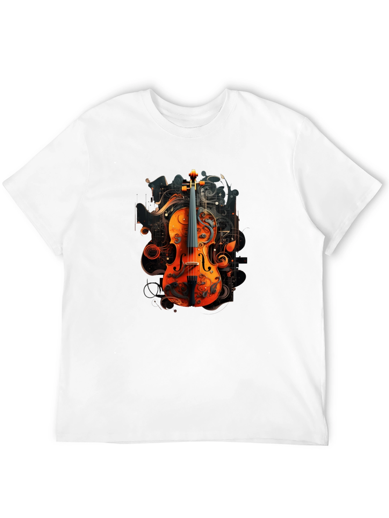 Violin Art Graphic Black T-Shirt