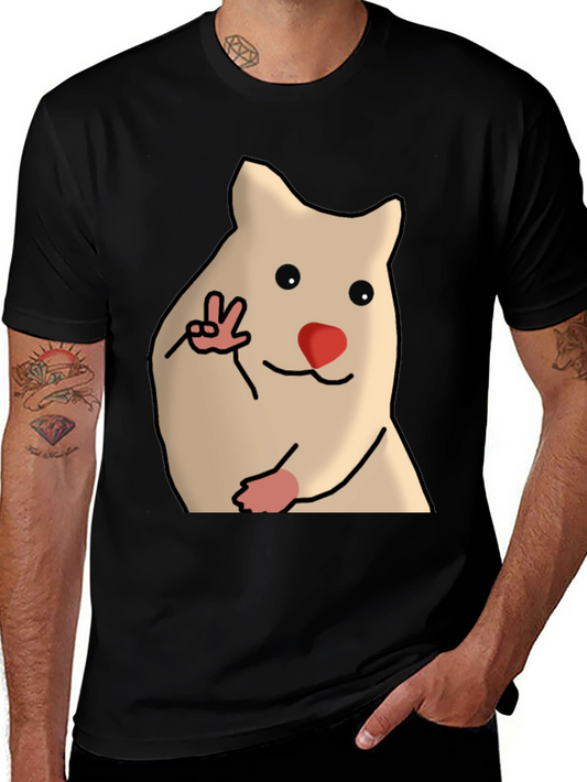 Funny Hamster Peace Sign Graphic T-Shirt