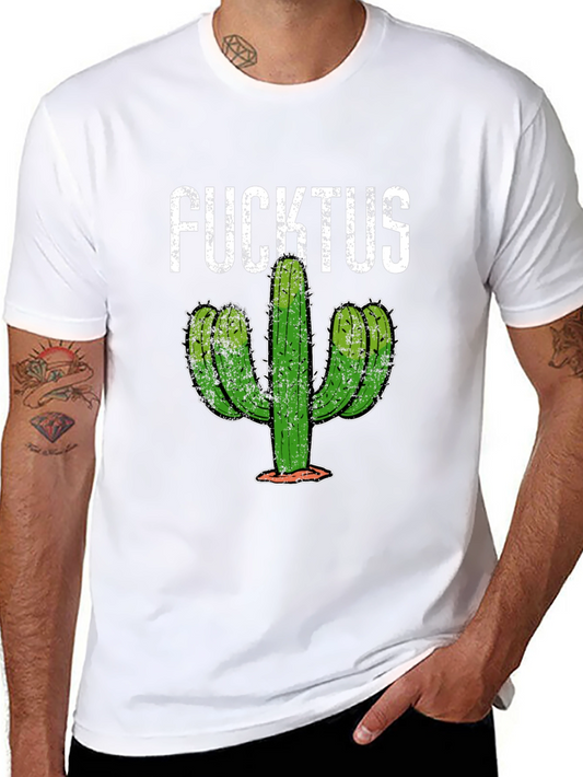 Funny Fucktus Cactus Graphic T-Shirt - Black