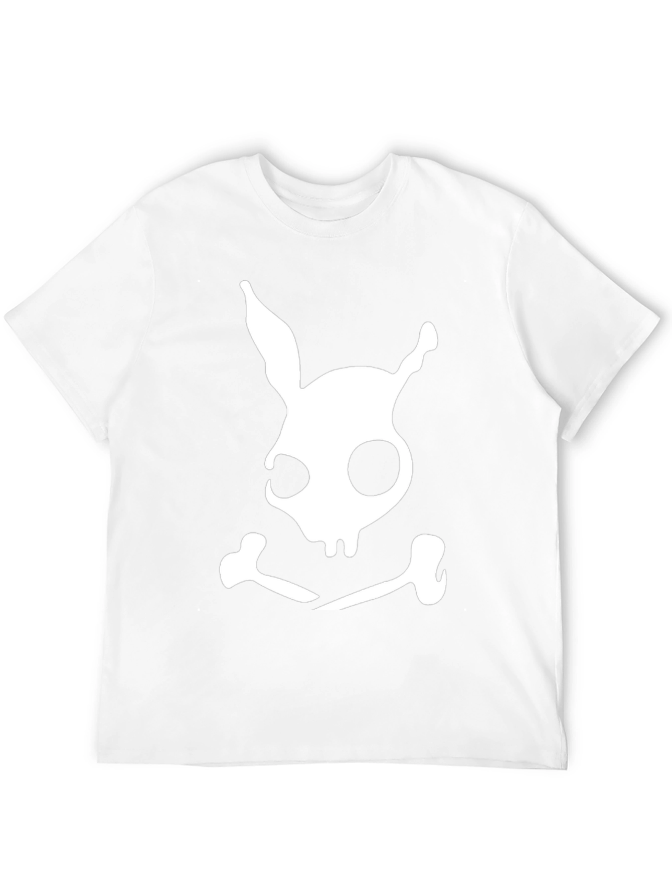 Bunny Skull Graphic Tee - Black Cotton Blend Shirt