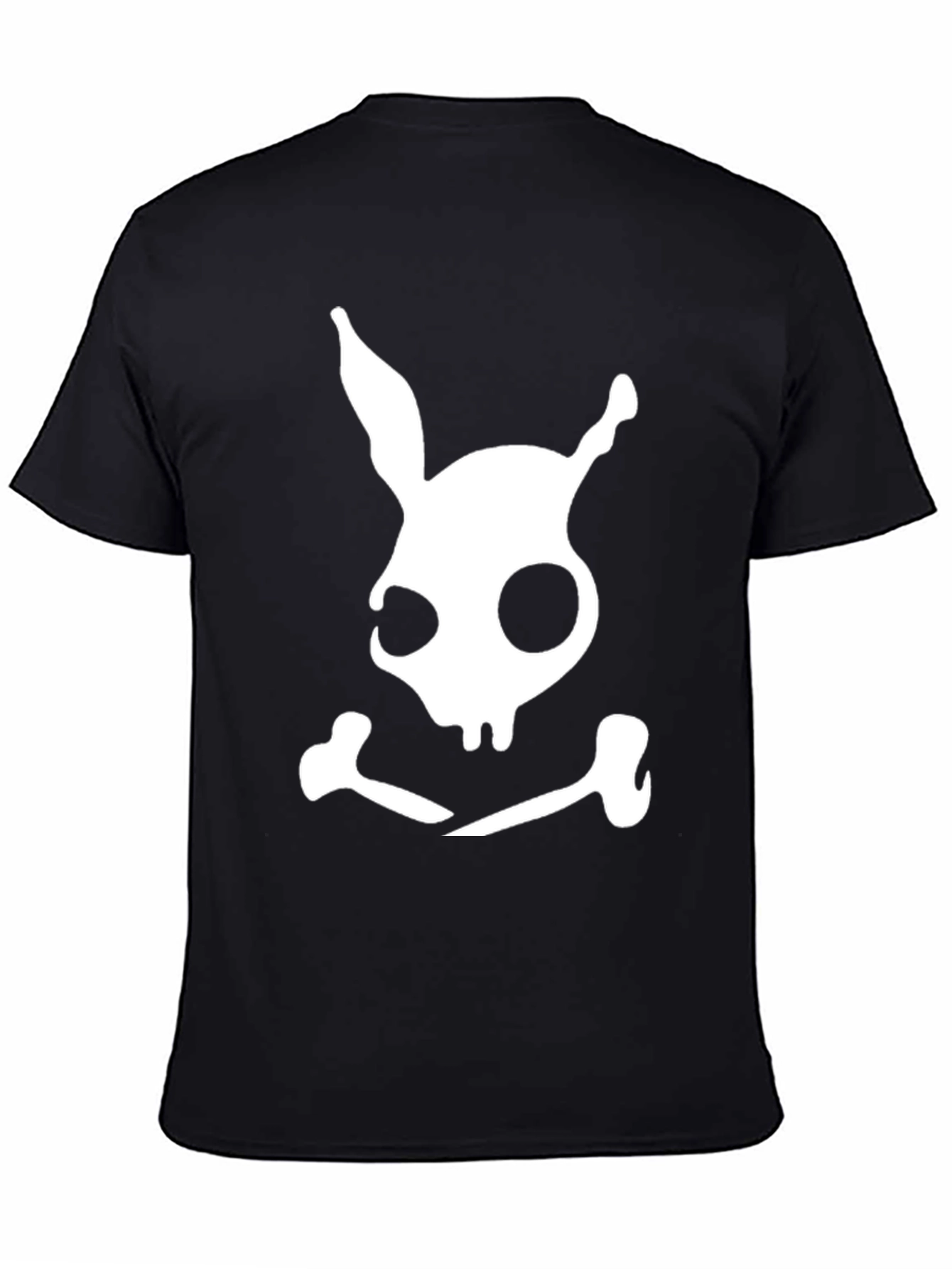 Bunny Skull Graphic Tee - Black Cotton Blend Shirt
