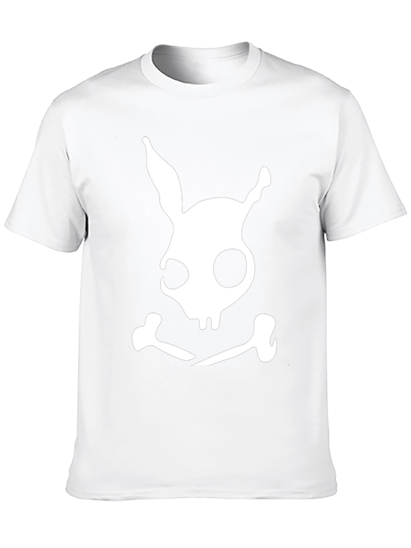 Bunny Skull Graphic Tee - Black Cotton Blend Shirt