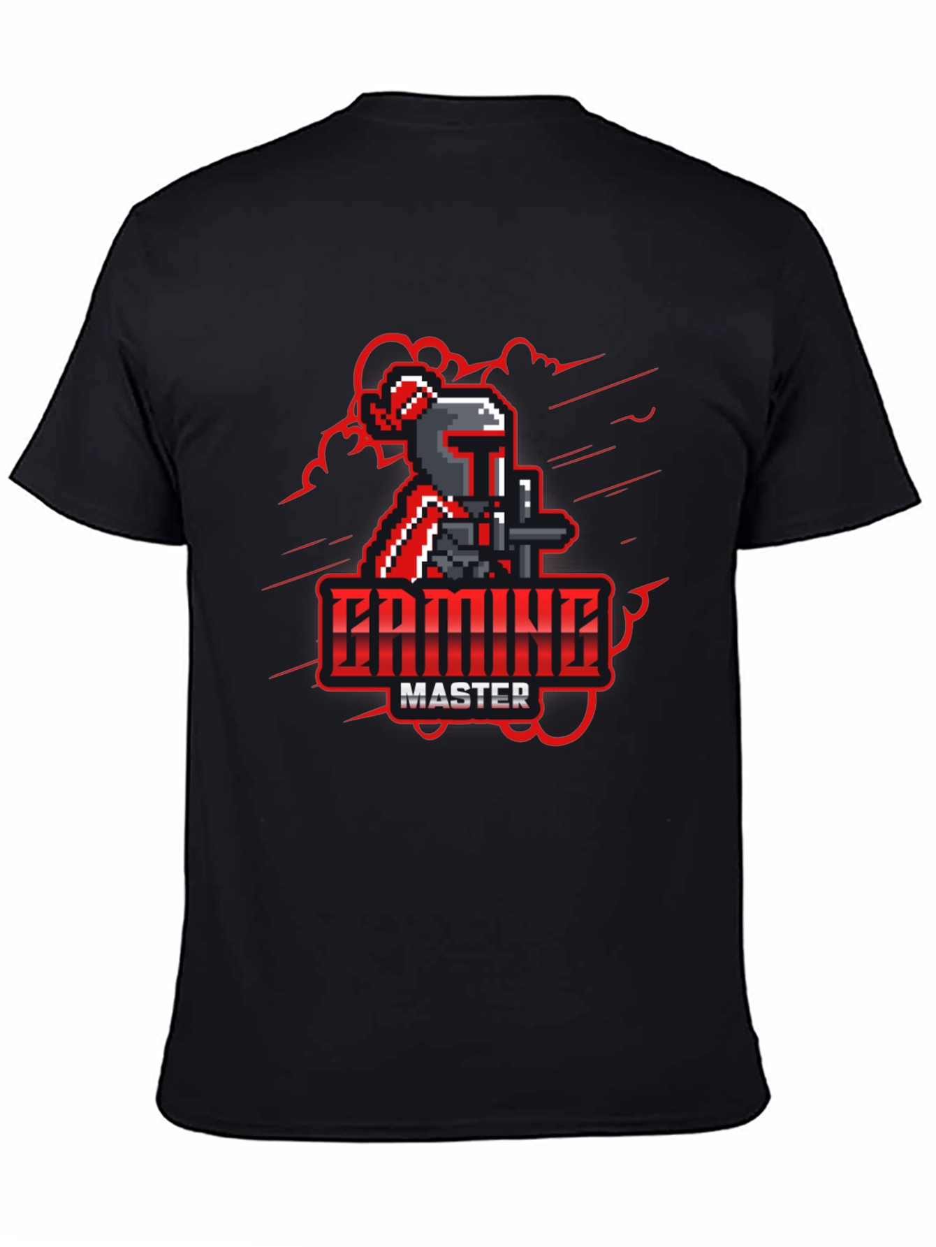 Gaming Master Black T-Shirt - Pixel Knight Design