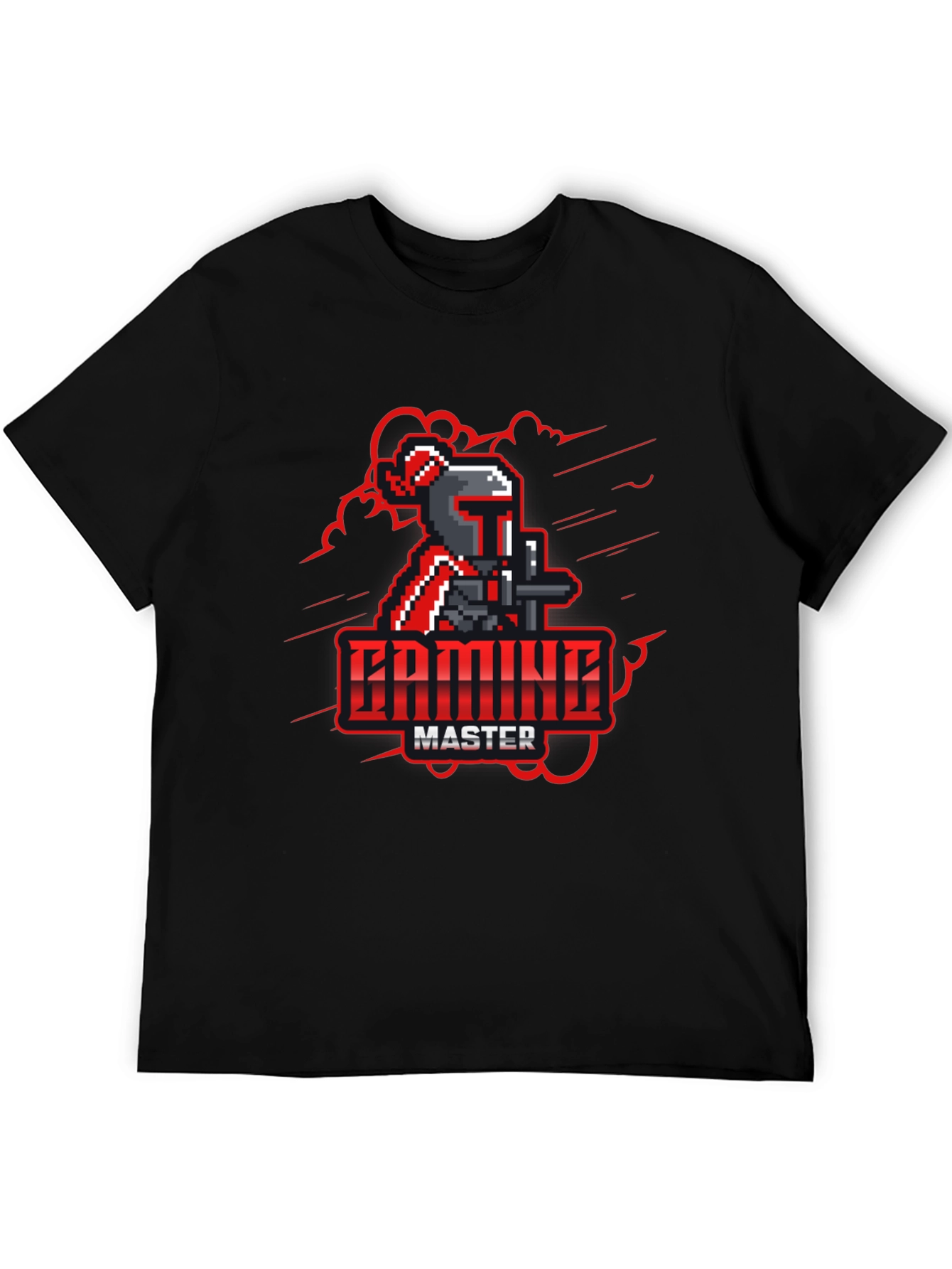 Gaming Master Black T-Shirt - Pixel Knight Design