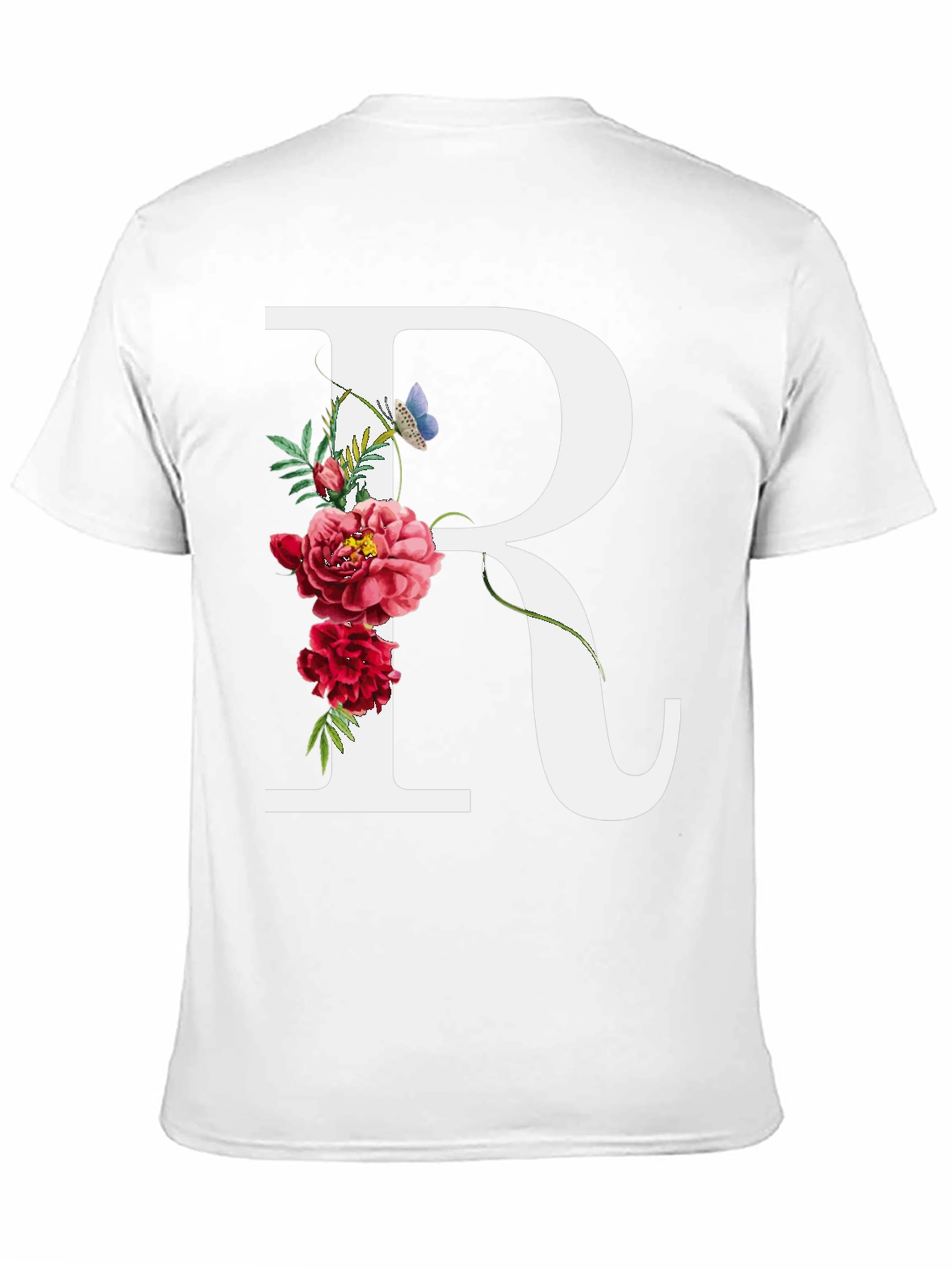 Floral Initial R Black T-Shirt