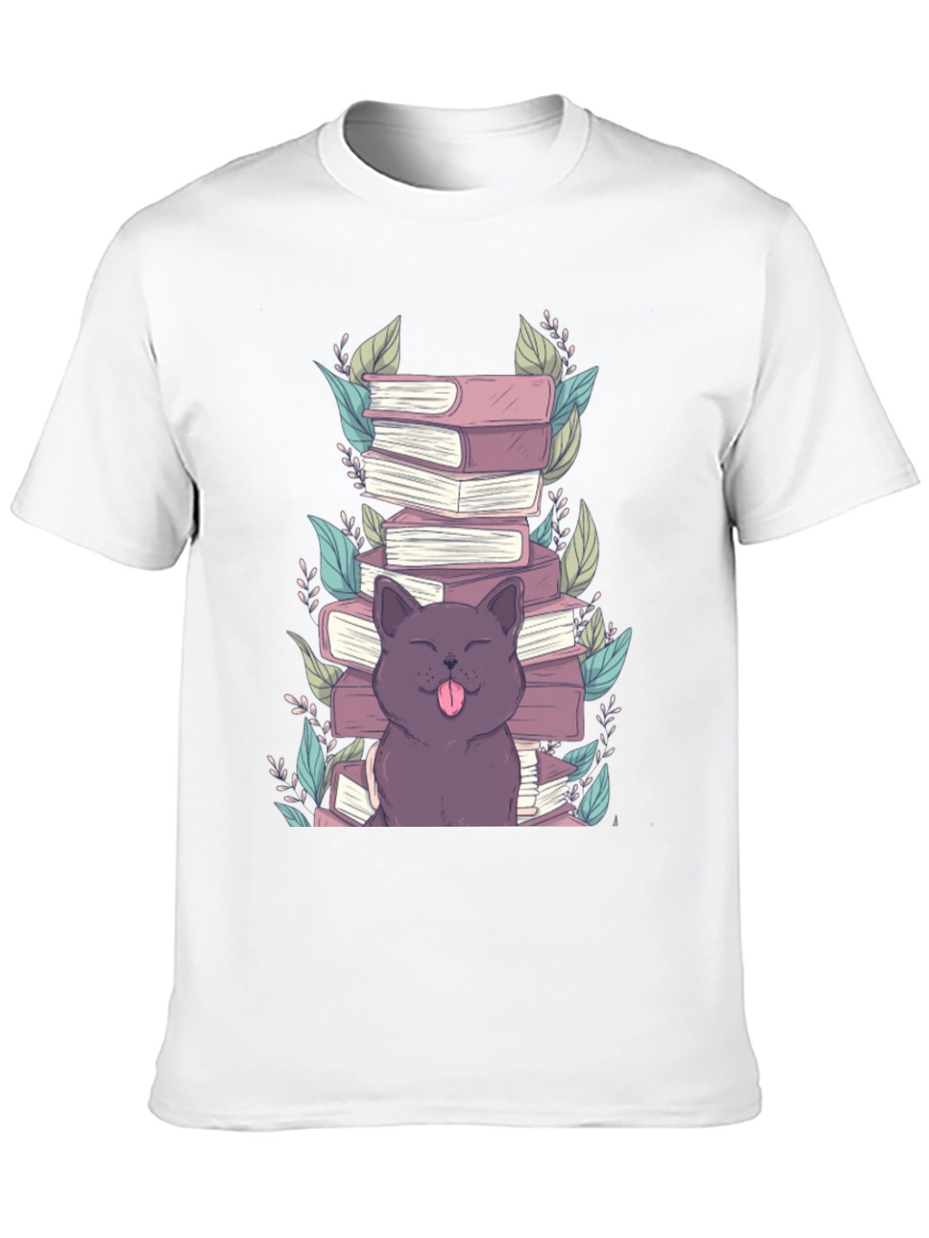Cute Cat Reading Books Graphic T-Shirt