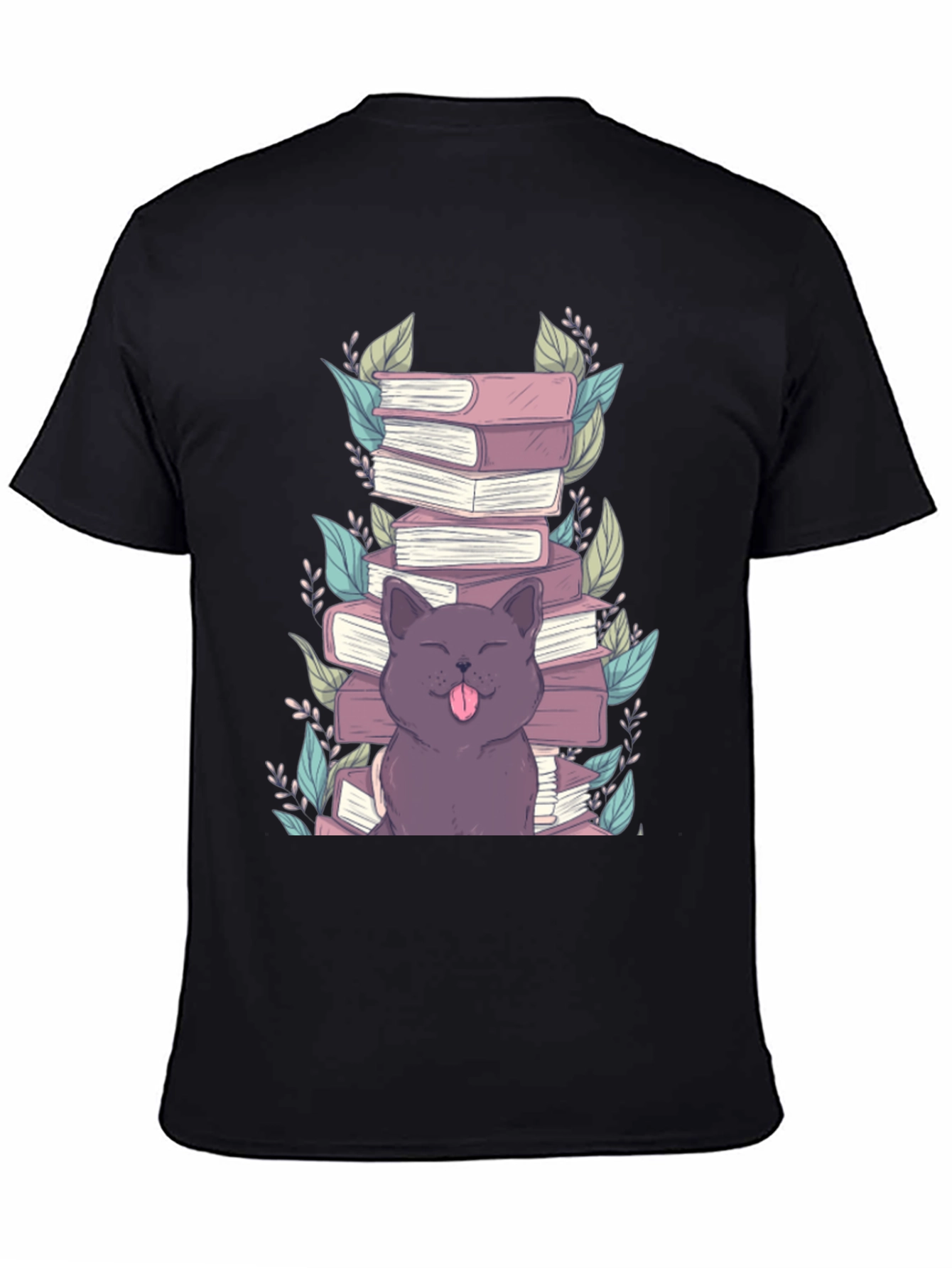 Cute Cat Reading Books Graphic T-Shirt