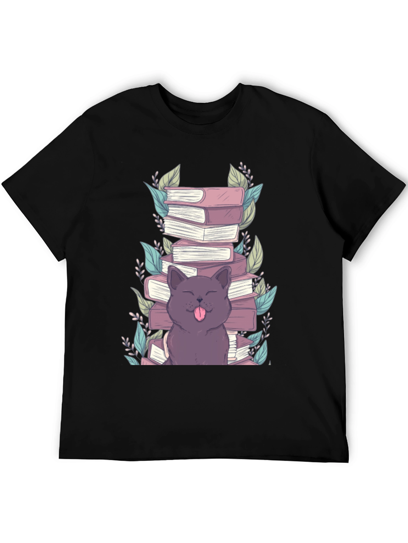 Cute Cat Reading Books Graphic T-Shirt
