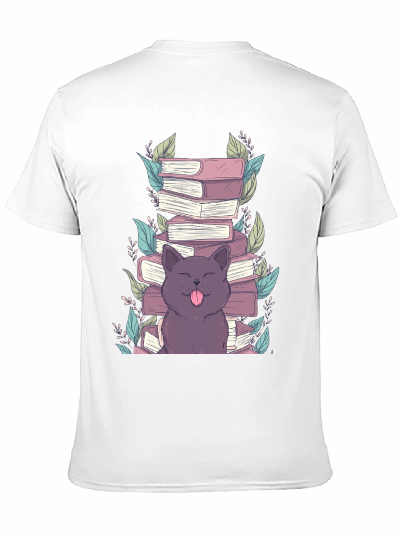 Cute Cat Reading Books Graphic T-Shirt