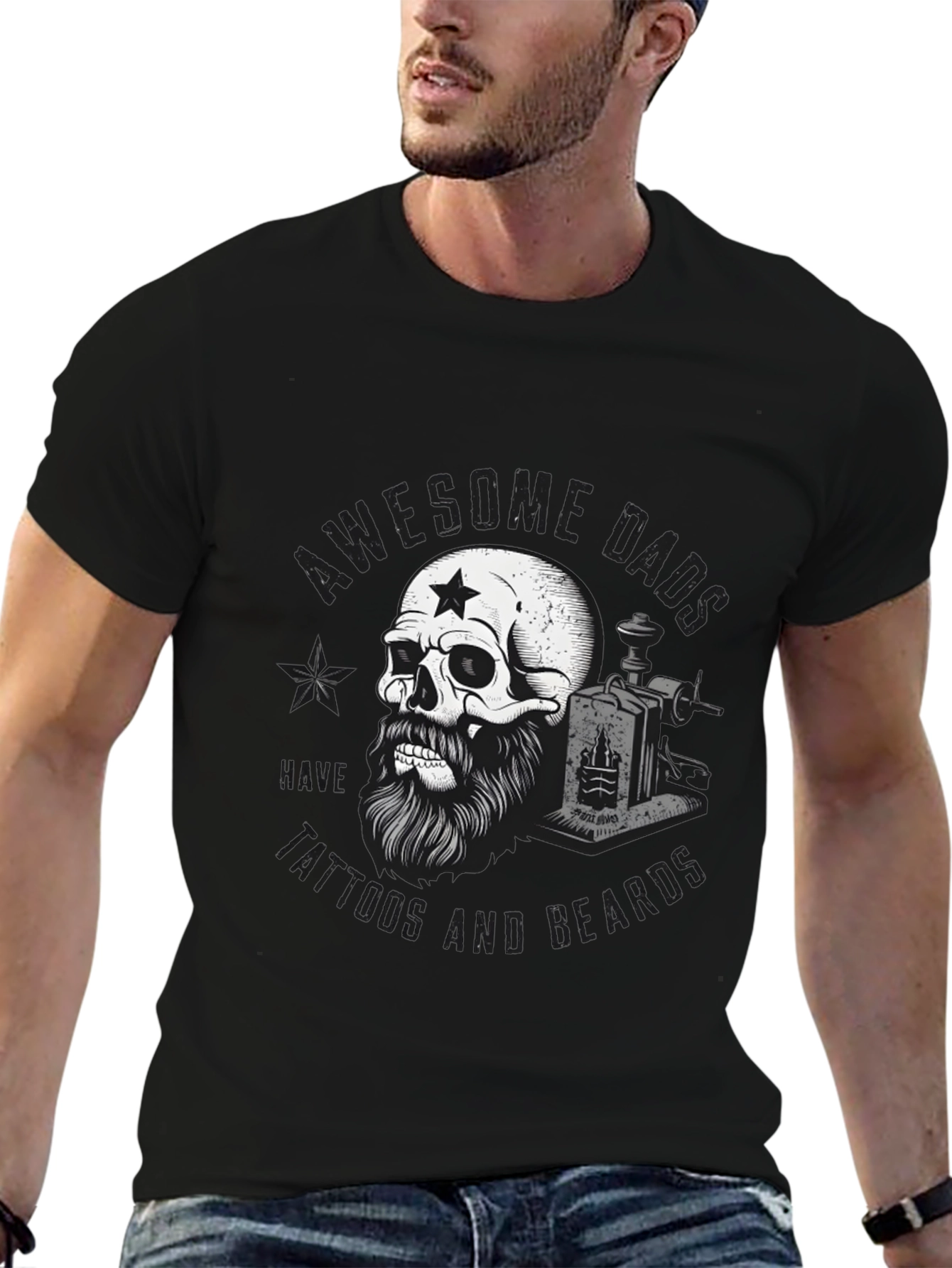 Awesome Dads Tattoo & Beard Graphic Tee