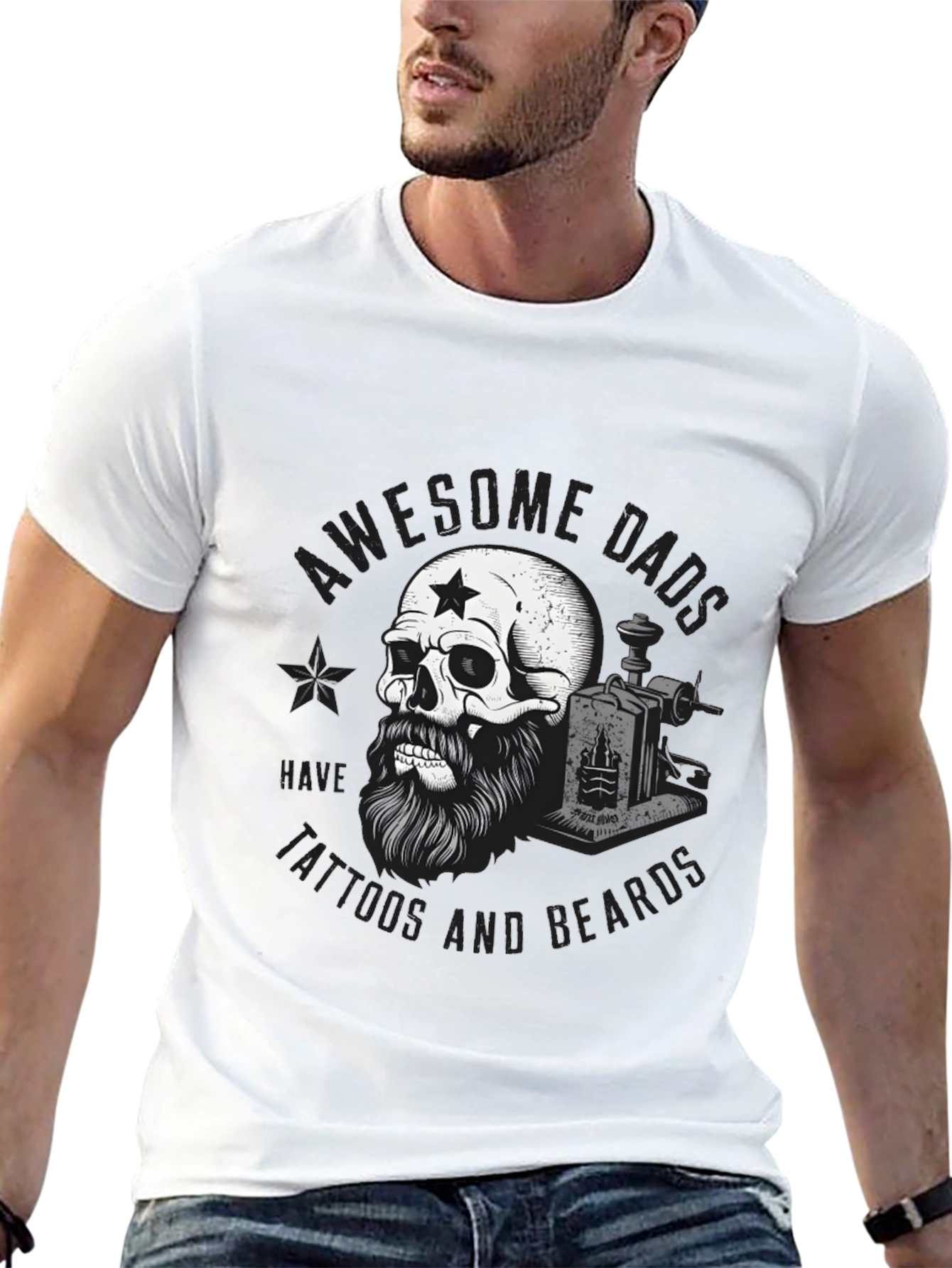 Awesome Dads Tattoo & Beard Graphic Tee