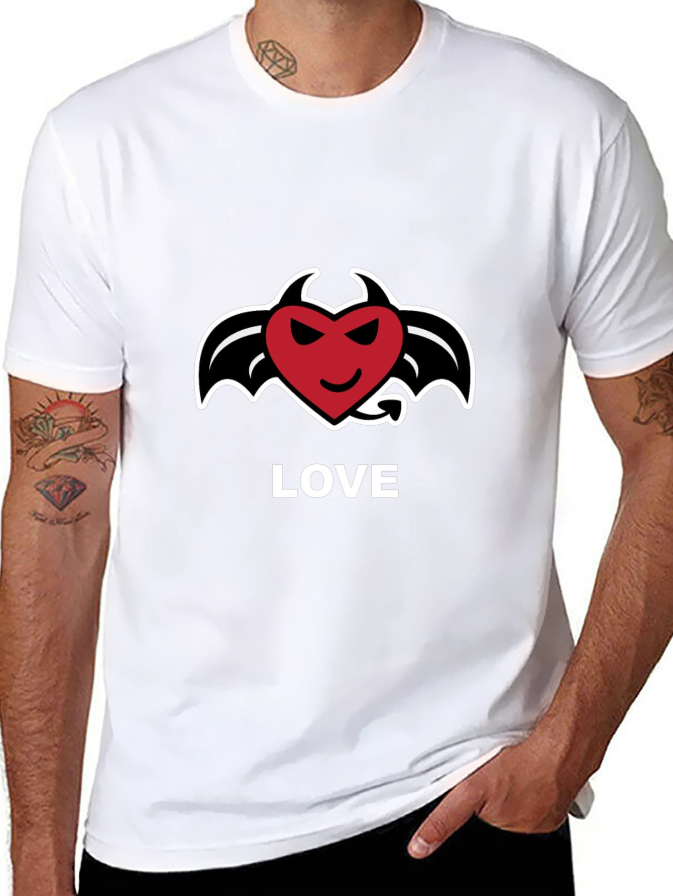 Devil Heart Love T-Shirt - Mens Black Graphic Tee