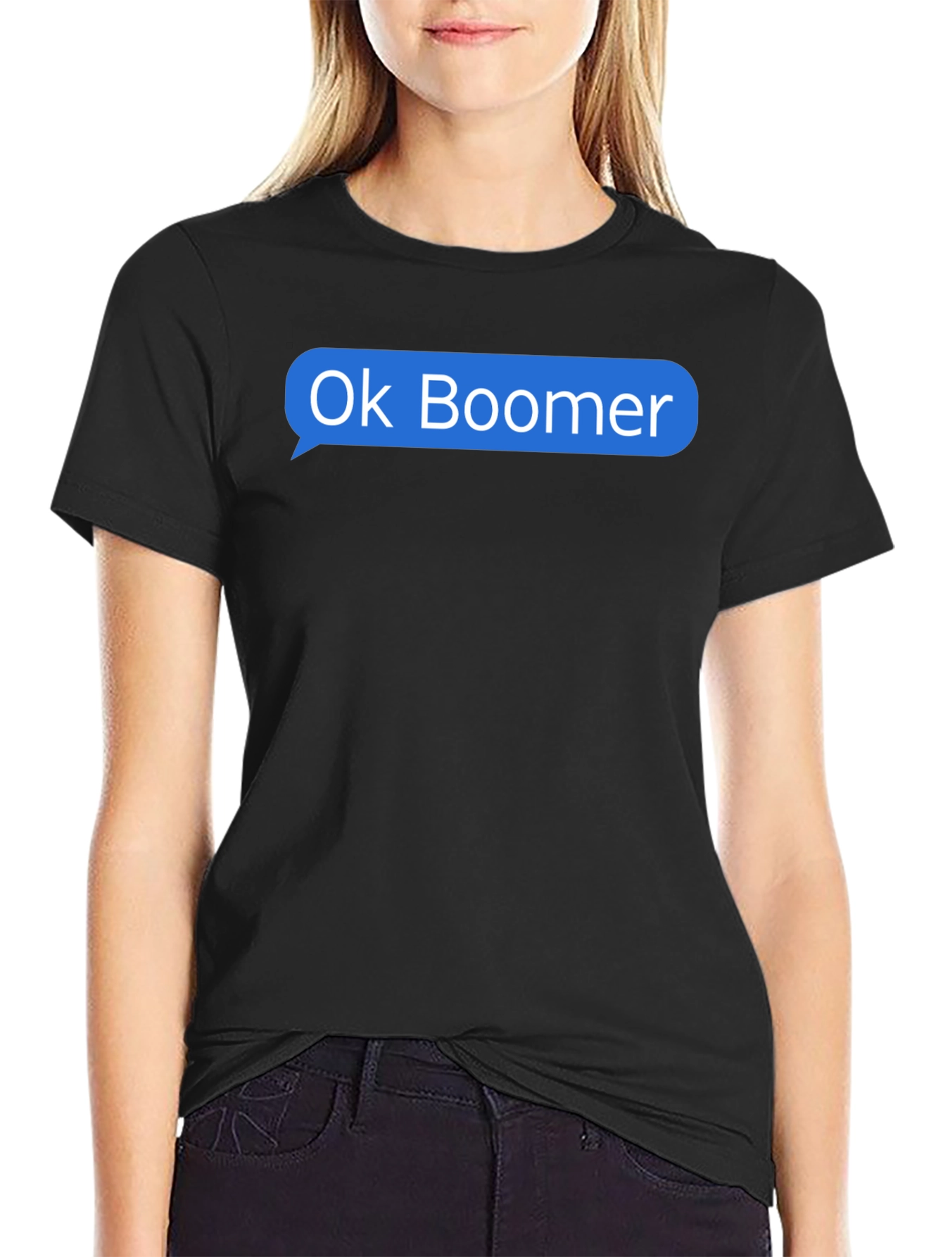 Ok Boomer Text Bubble Graphic Tee - Black