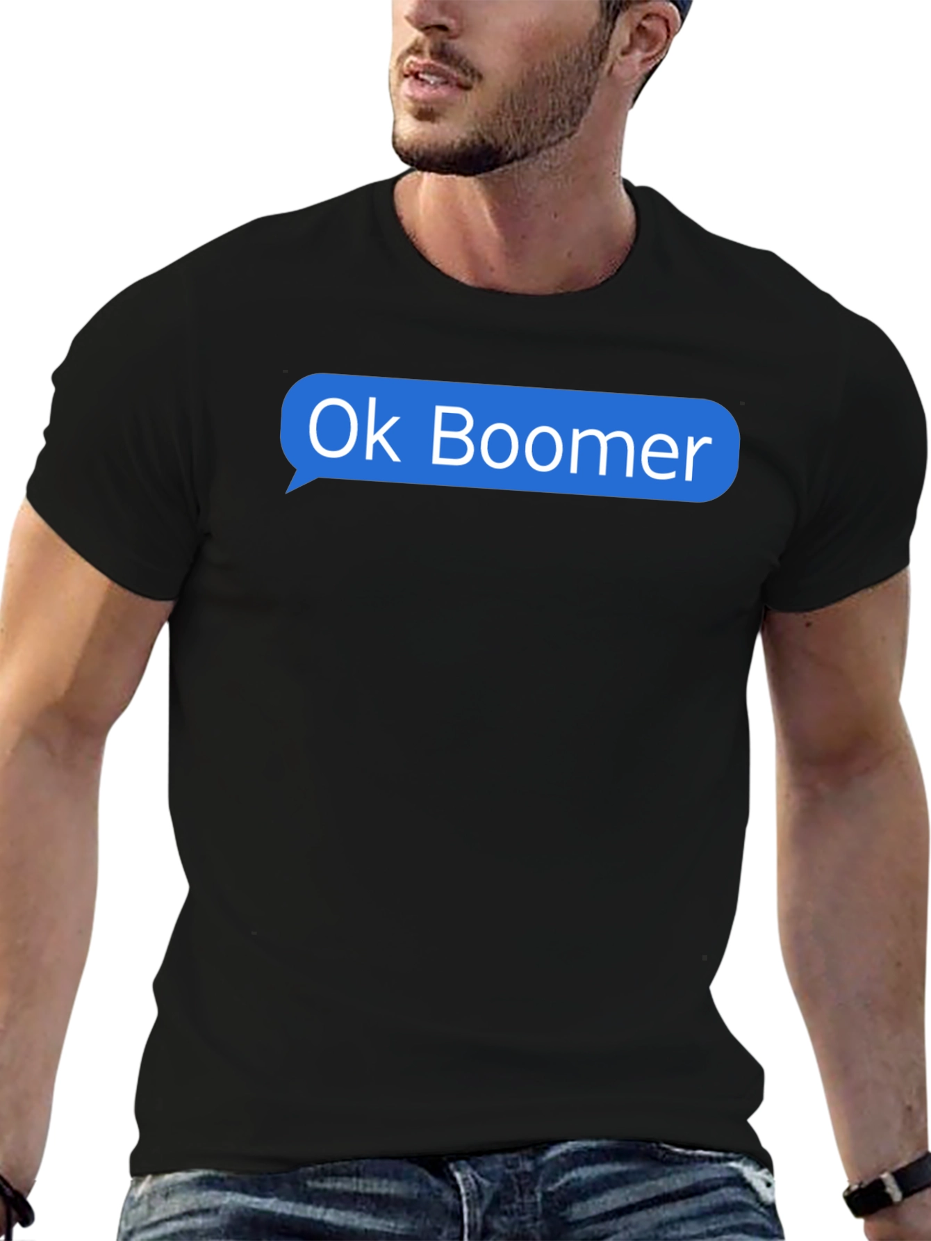 Ok Boomer Text Bubble Graphic Tee - Black