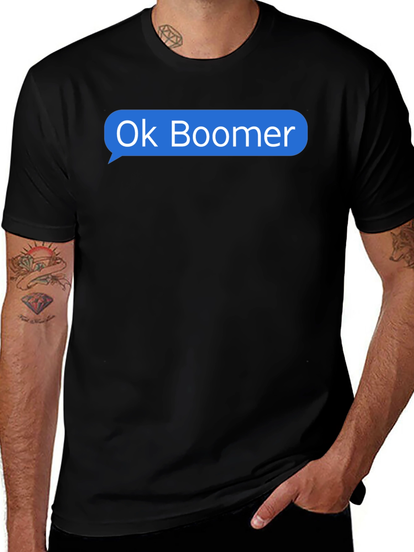 Ok Boomer Text Bubble Graphic Tee - Black