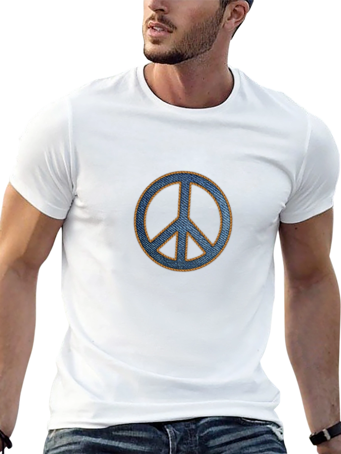 Peace Symbol Graphic T-Shirt - Casual Cotton Blend Tee