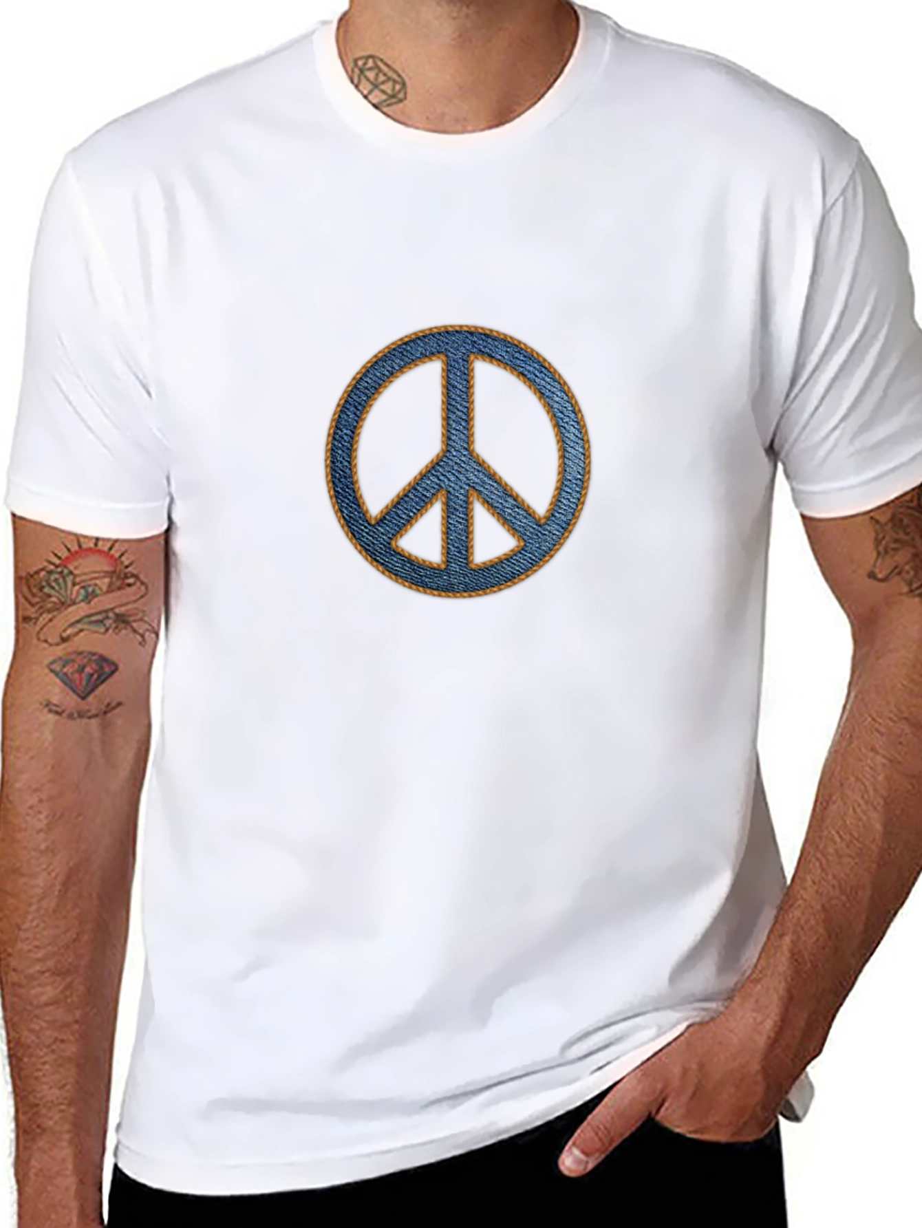 Peace Symbol Graphic T-Shirt - Casual Cotton Blend Tee