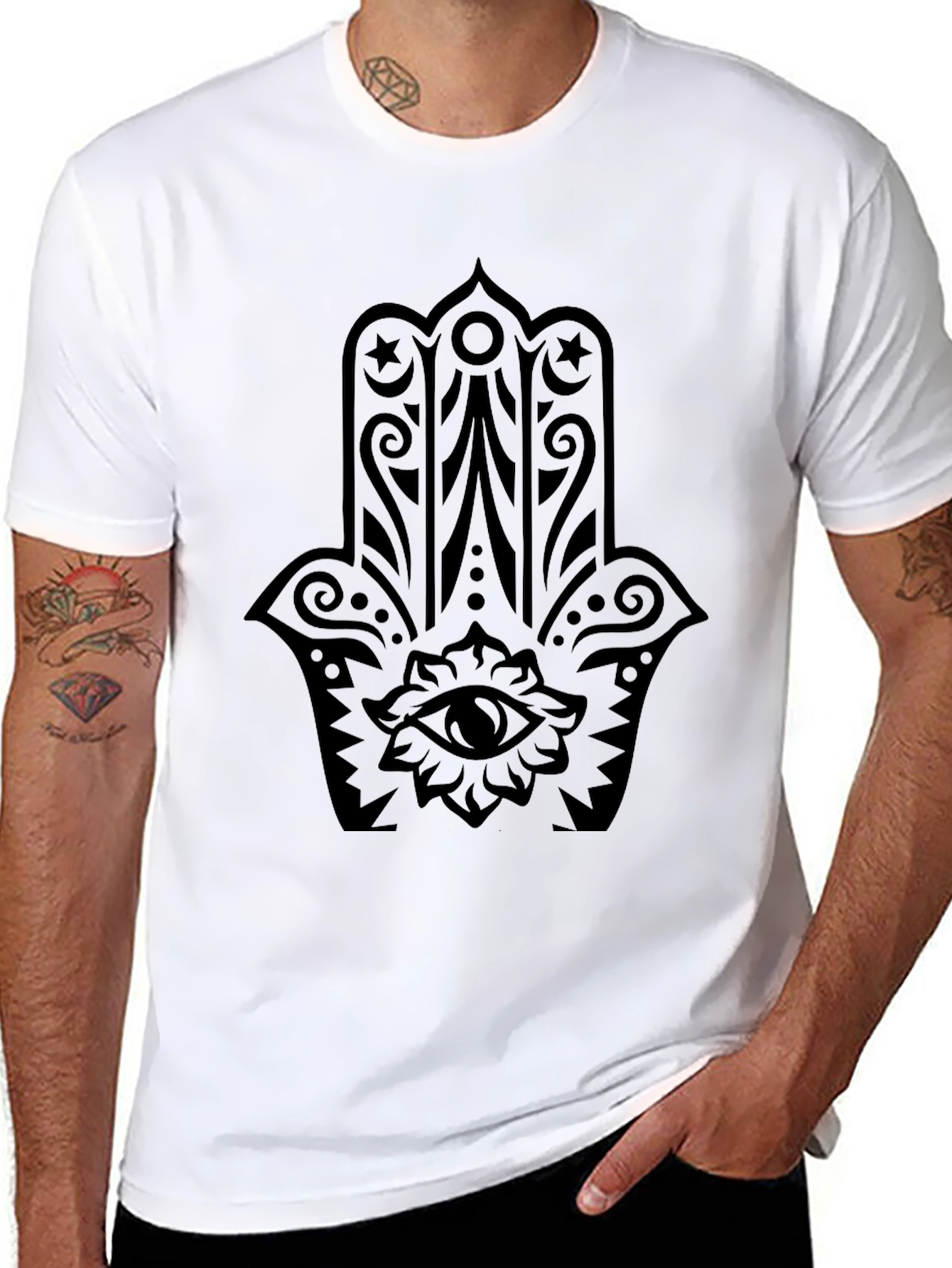 Black Hamsa Hand Graphic Tee - Unisex