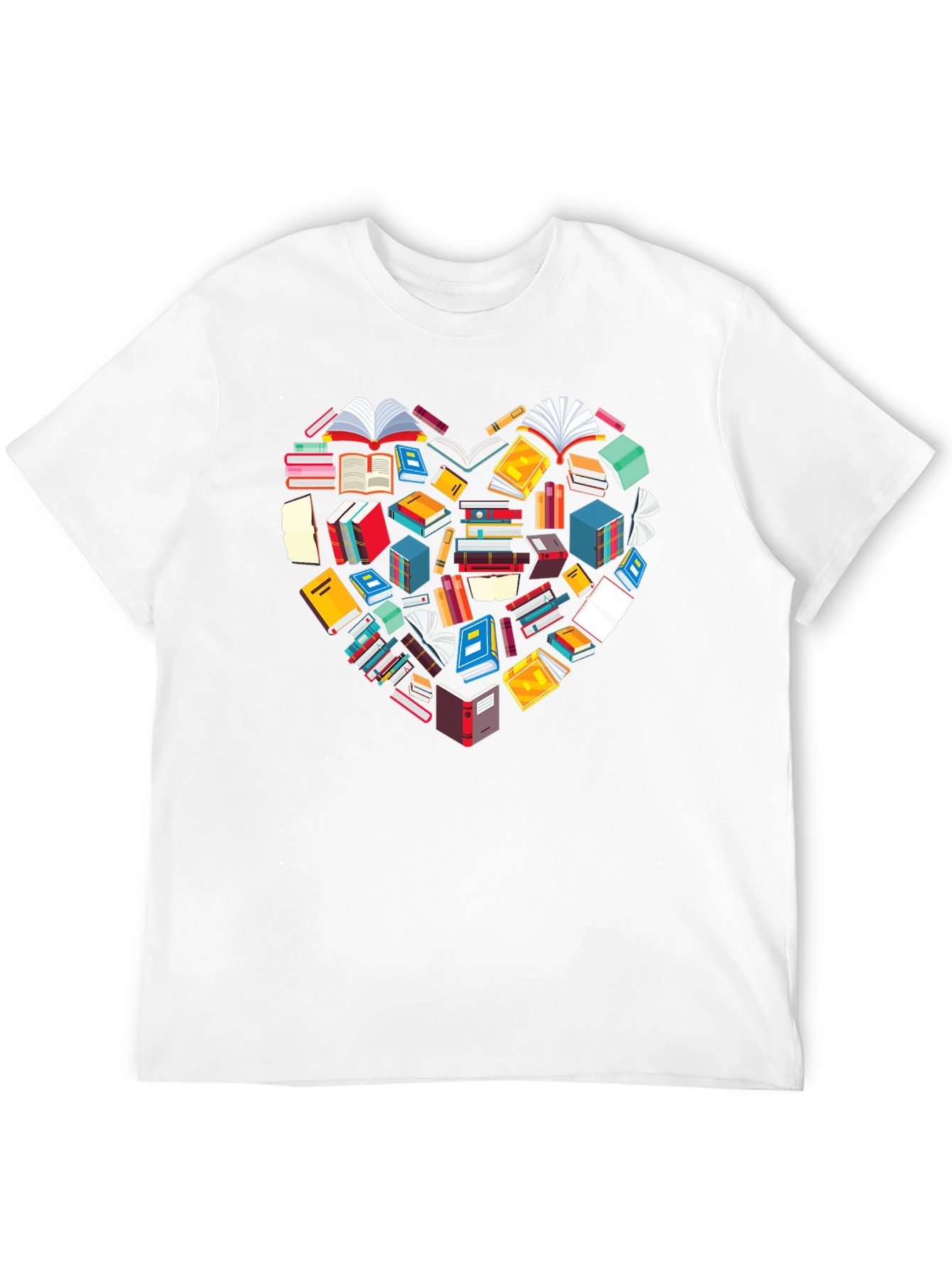 Book Lover Heart Graphic Tee - Black Cotton T-Shirt