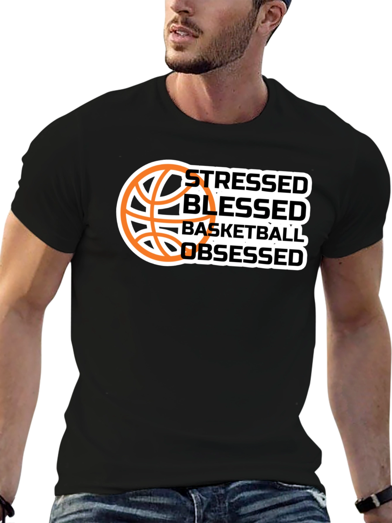 Stressed Blessed Basketball Obsessed Graphic T-Shirt