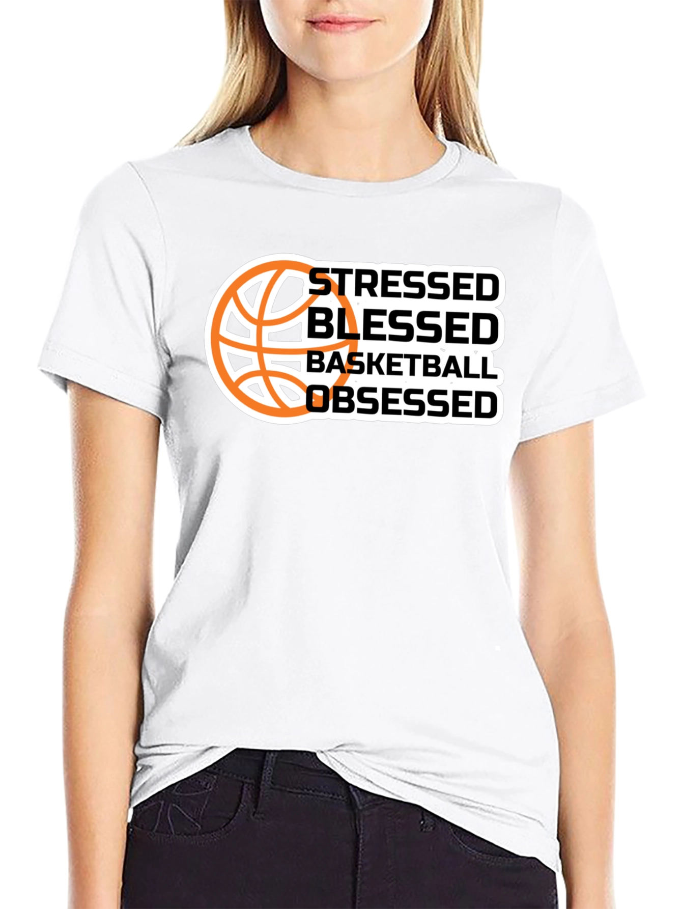 Stressed Blessed Basketball Obsessed Graphic T-Shirt