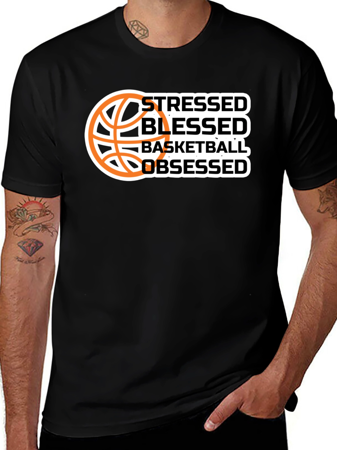 Stressed Blessed Basketball Obsessed Graphic T-Shirt