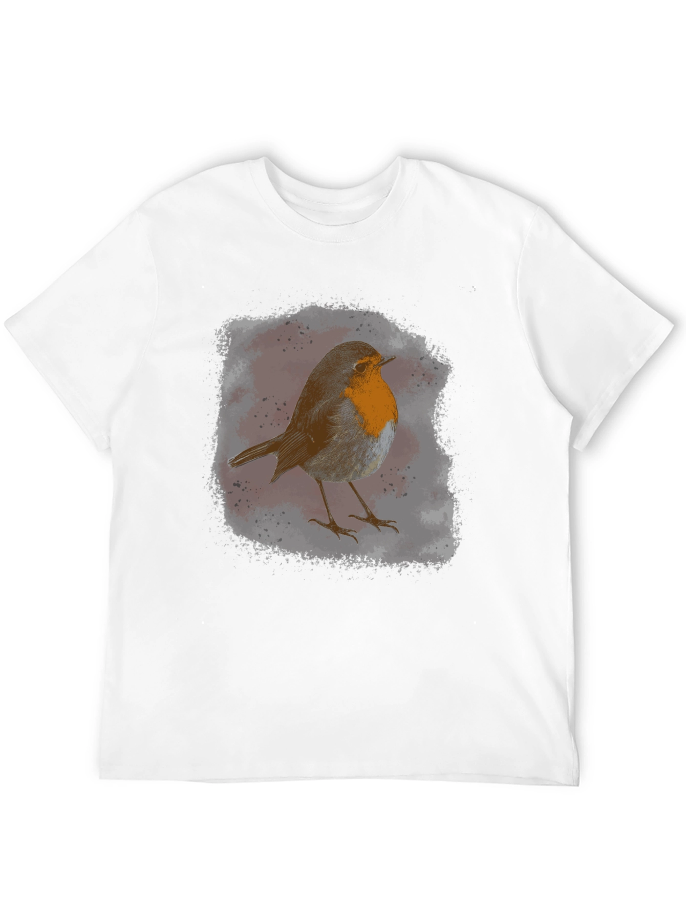 Robin Bird Graphic Print Black T-Shirt
