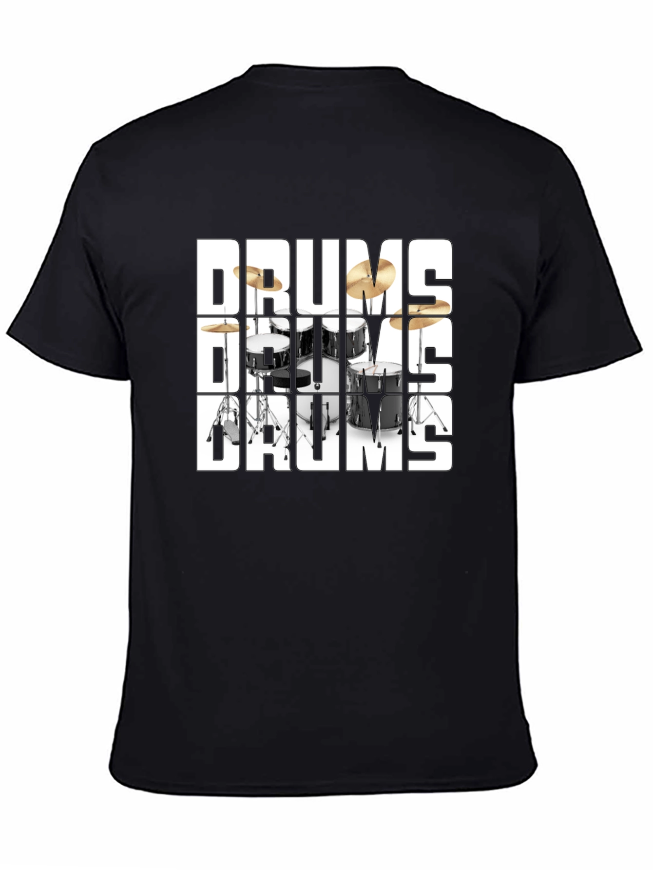 Drums Graphic Print Black T-Shirt