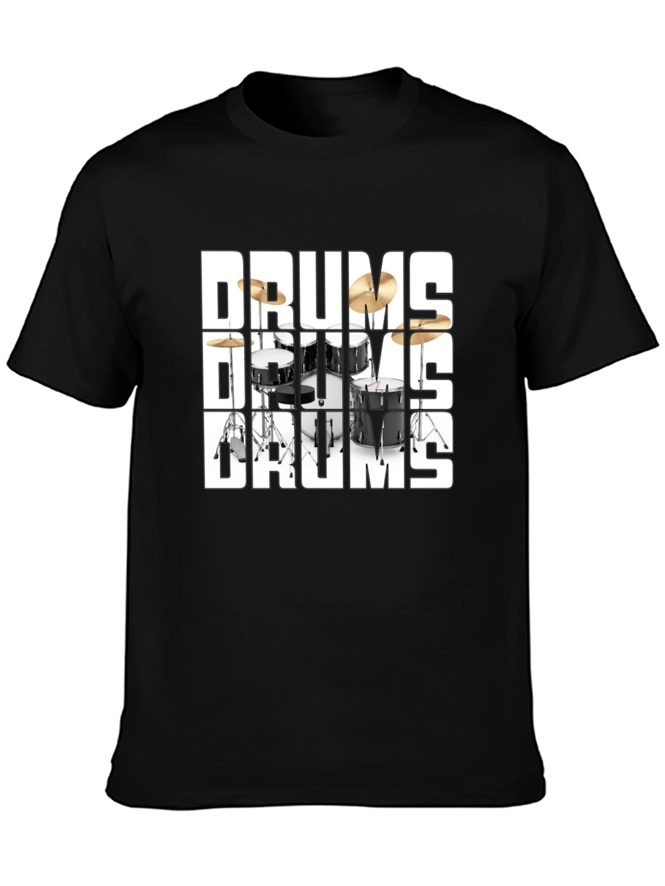 Drums Graphic Print Black T-Shirt
