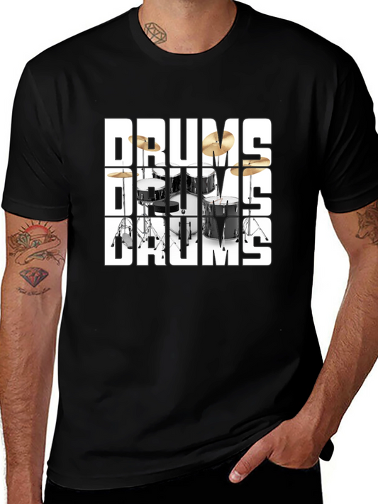 Drums Graphic Print Black T-Shirt