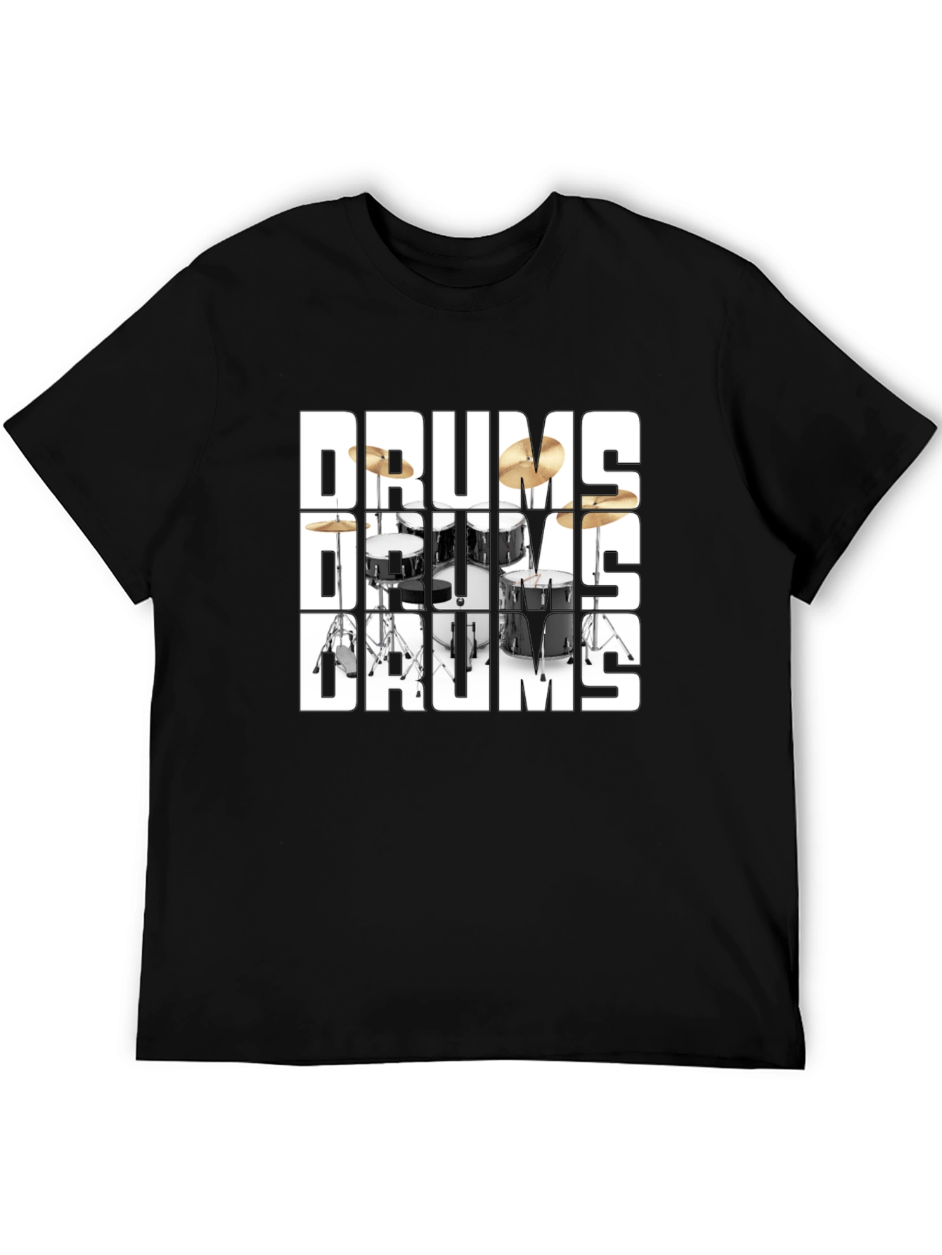 Drums Graphic Print Black T-Shirt