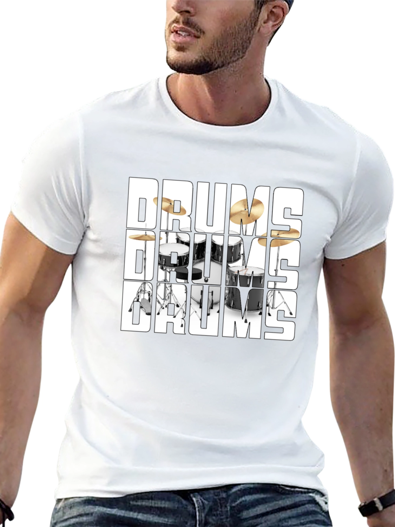 Drums Graphic Print Black T-Shirt