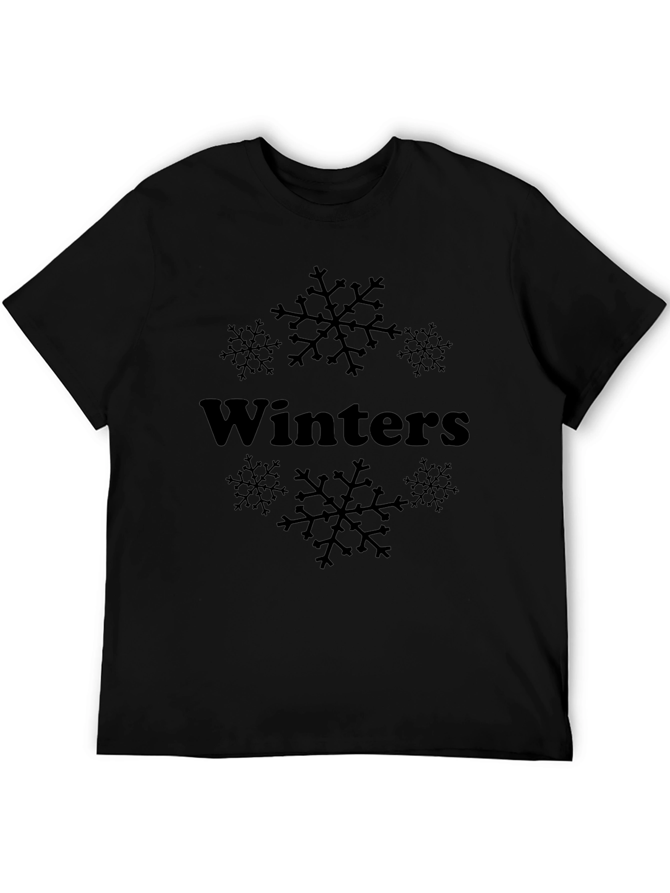 Winters Snowflake T-Shirt - Black Cotton