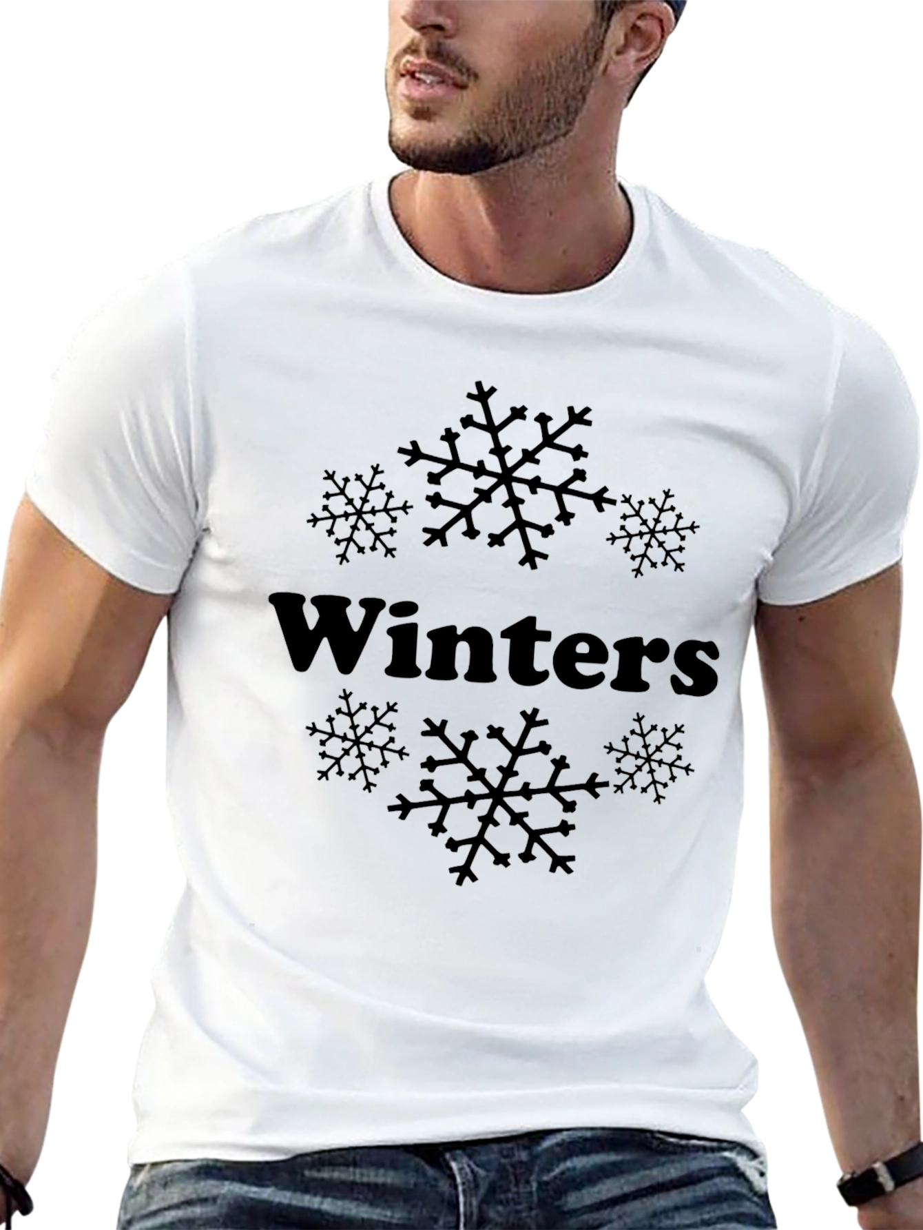 Winters Snowflake T-Shirt - Black Cotton