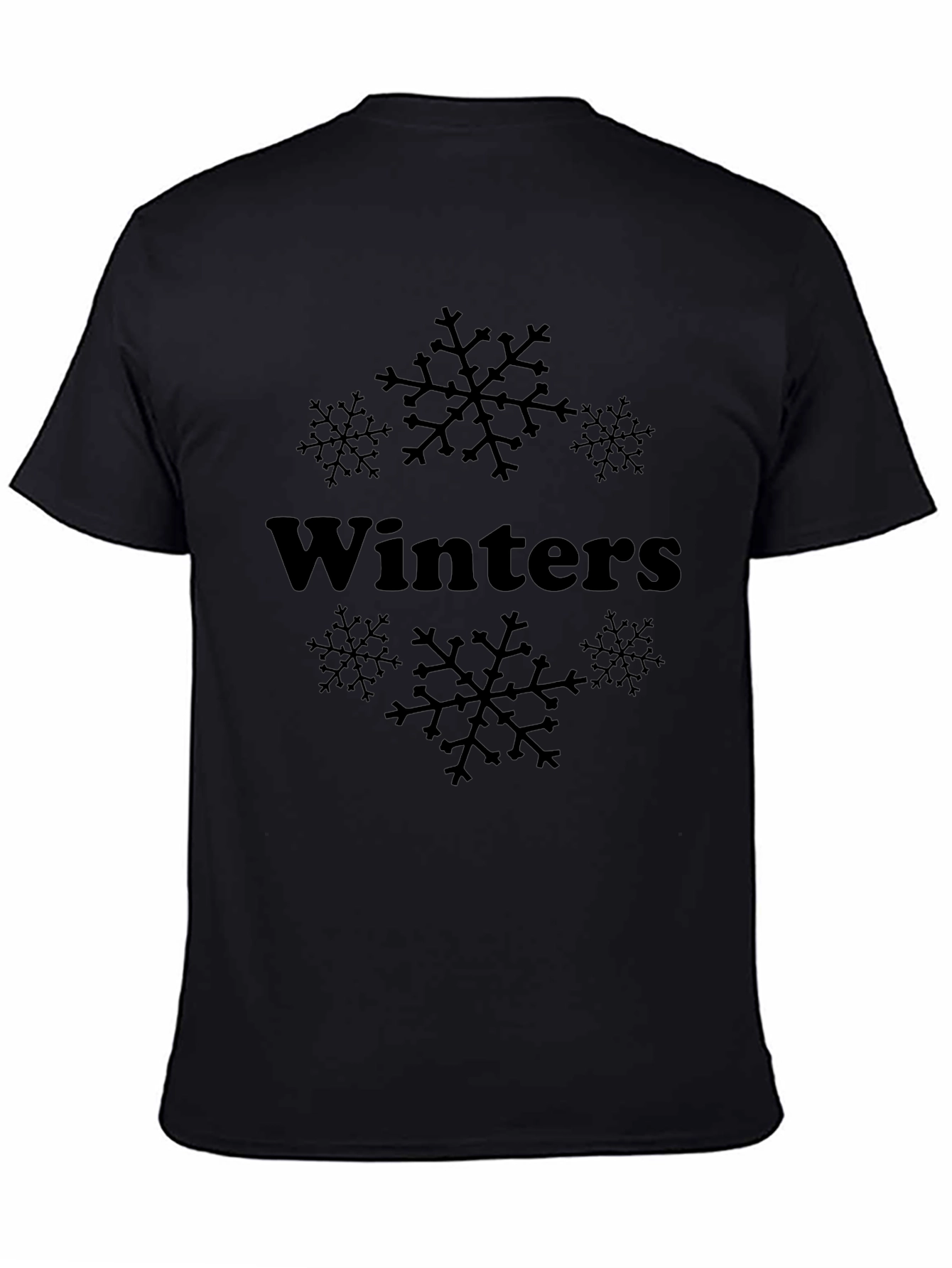 Winters Snowflake T-Shirt - Black Cotton