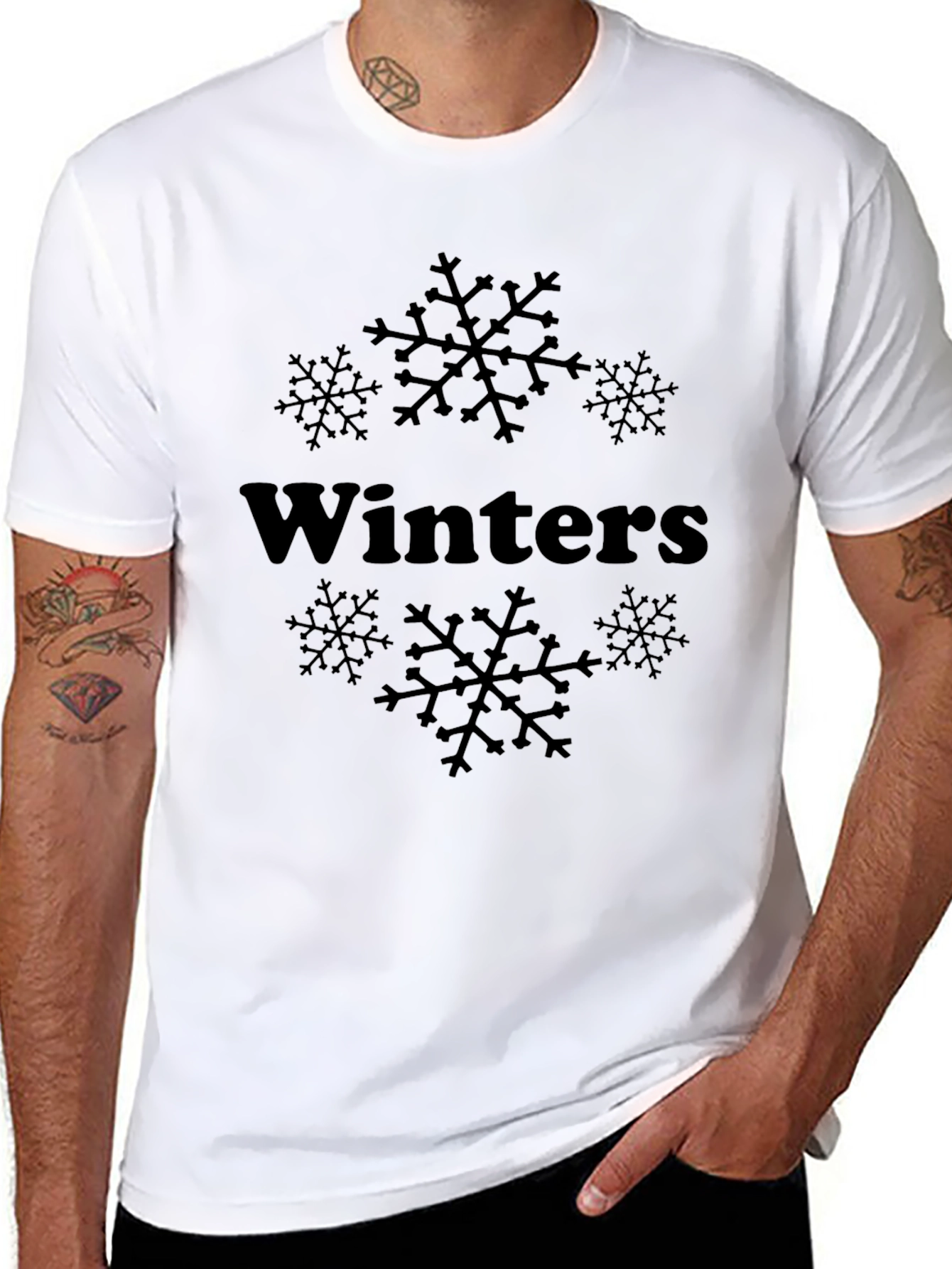 Winters Snowflake T-Shirt - Black Cotton