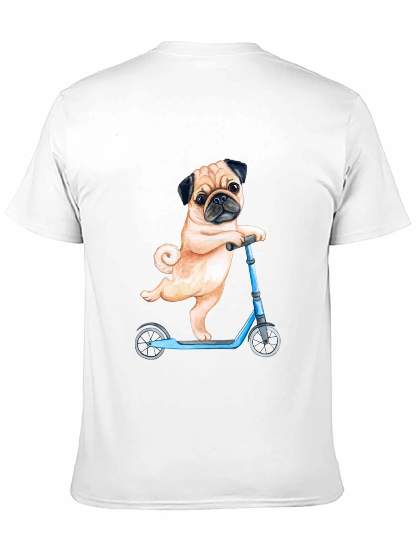 Pug on Scooter Graphic T-Shirt