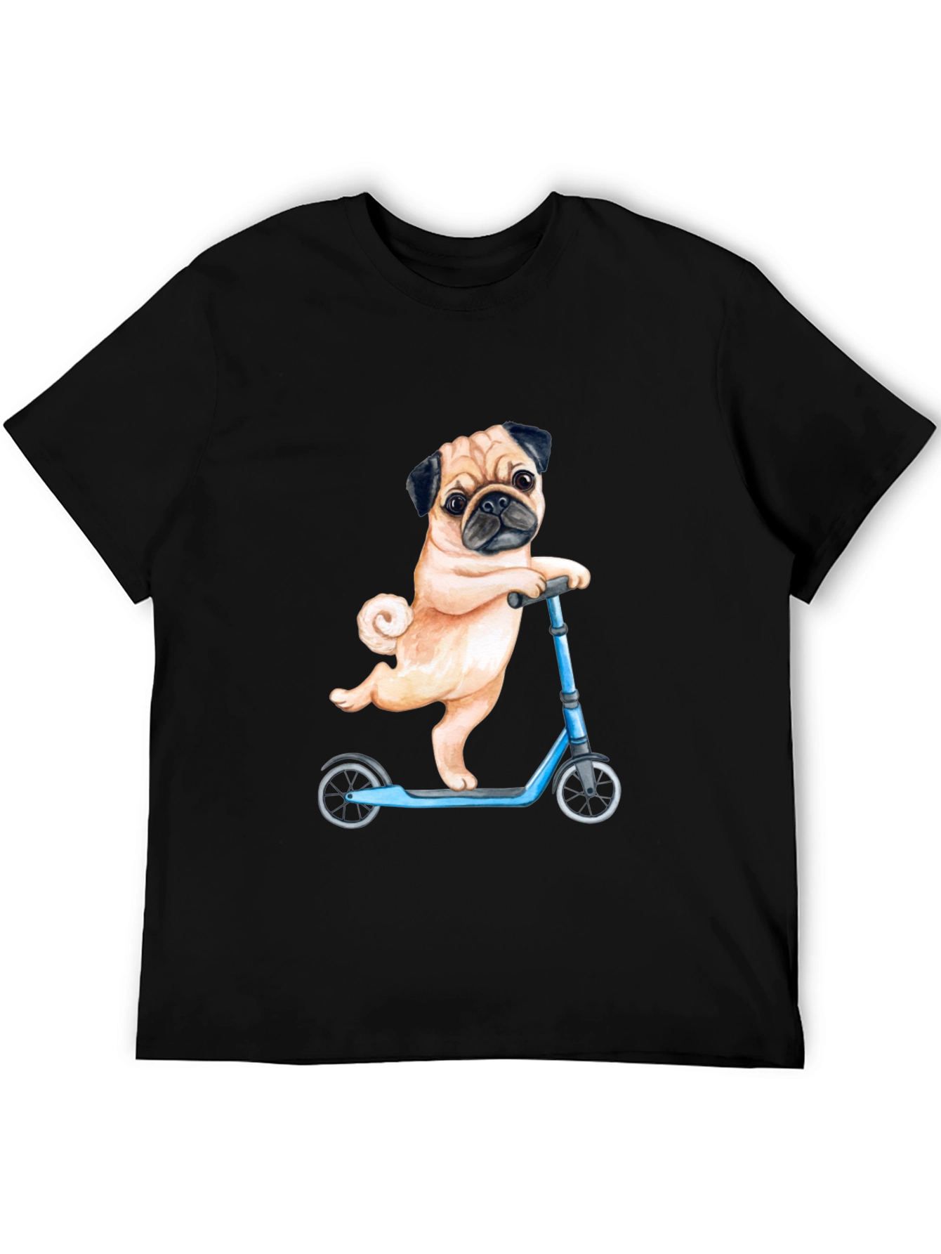 Pug on Scooter Graphic T-Shirt