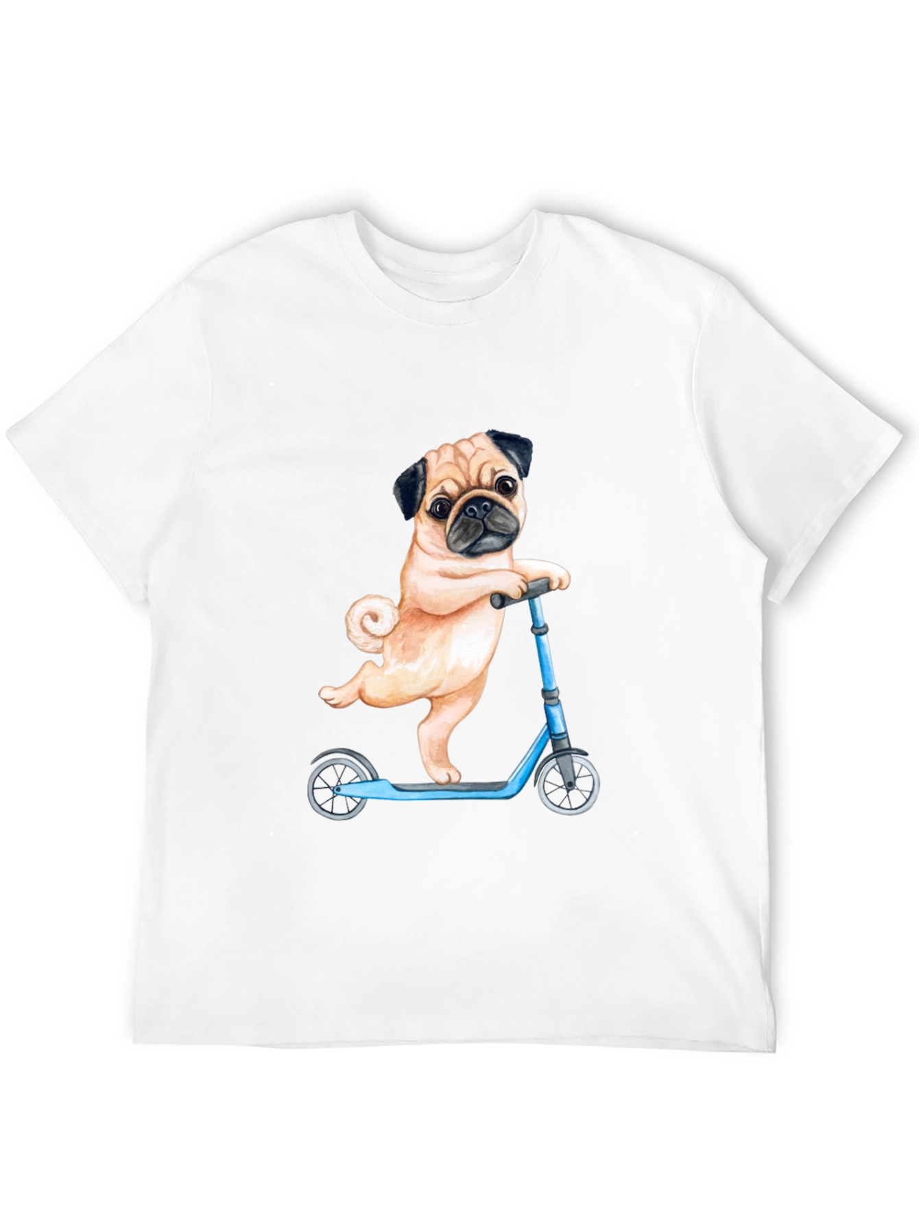 Pug on Scooter Graphic T-Shirt