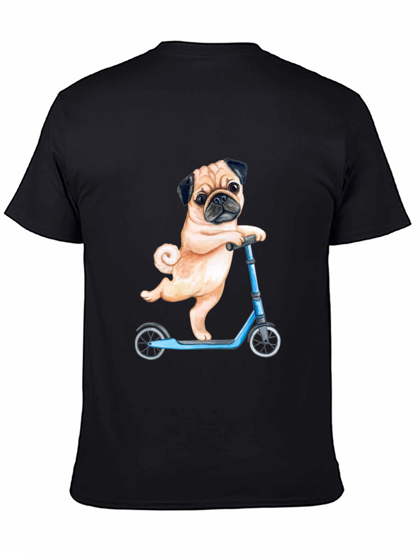 Pug on Scooter Graphic T-Shirt