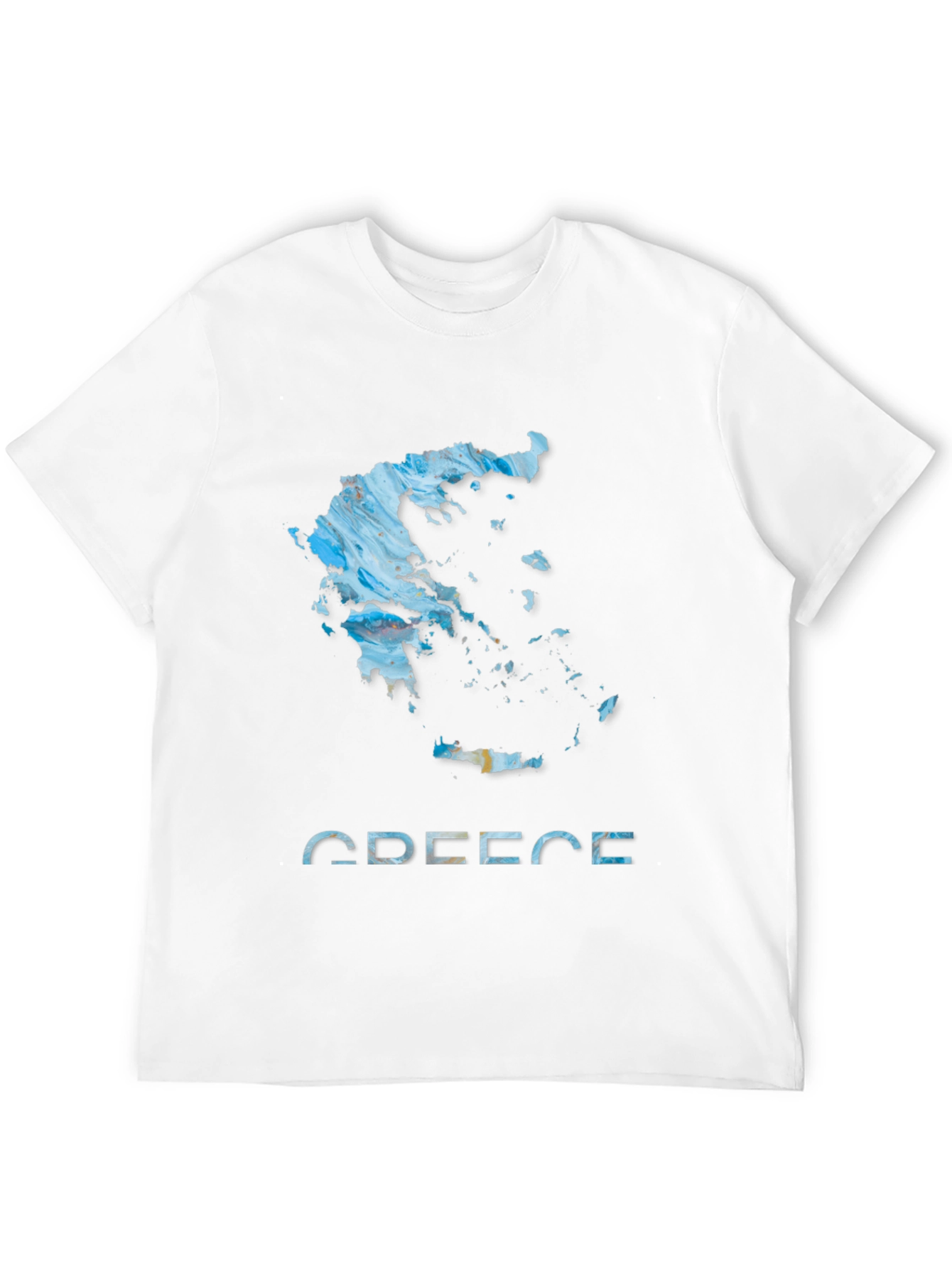 Greece Map T-Shirt - Abstract Design Black Cotton Tee