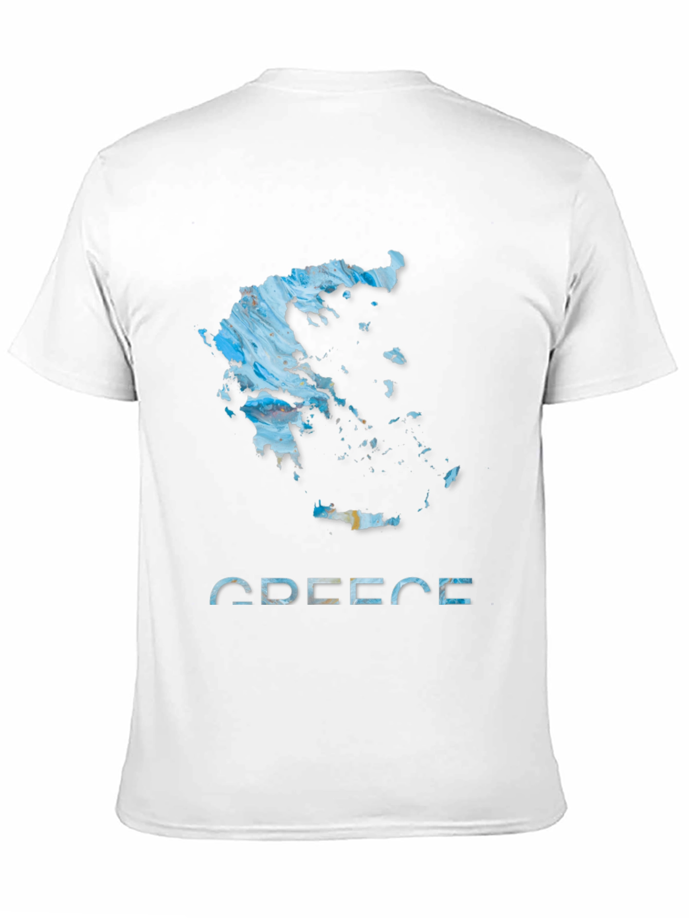 Greece Map T-Shirt - Abstract Design Black Cotton Tee