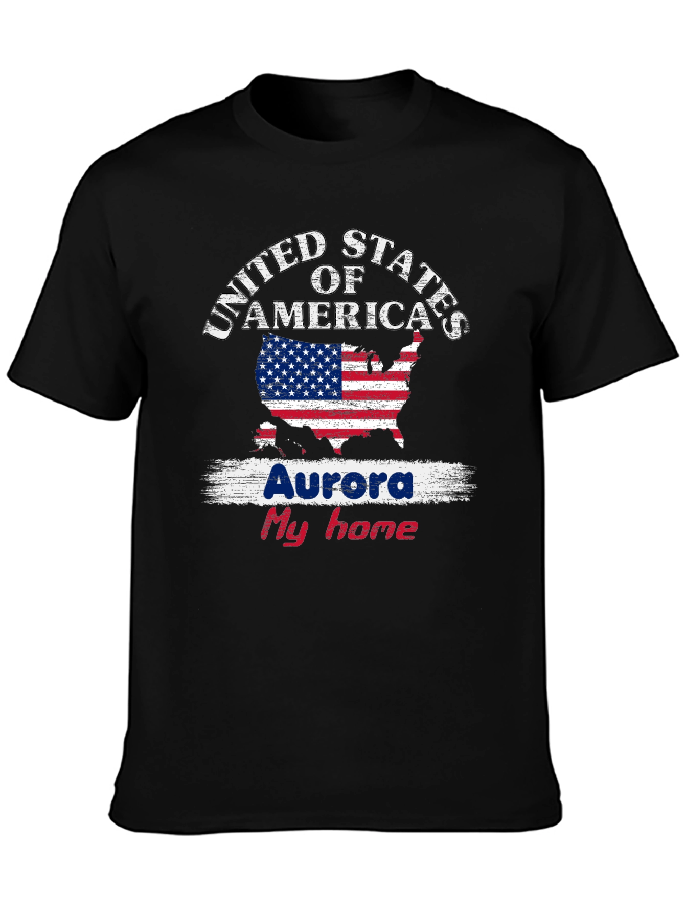 Aurora My Home USA Flag T-Shirt