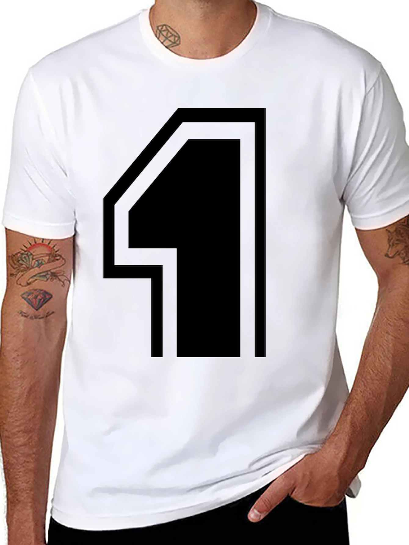 Modern Number 4 Graphic Tee - Black Cotton T-Shirt