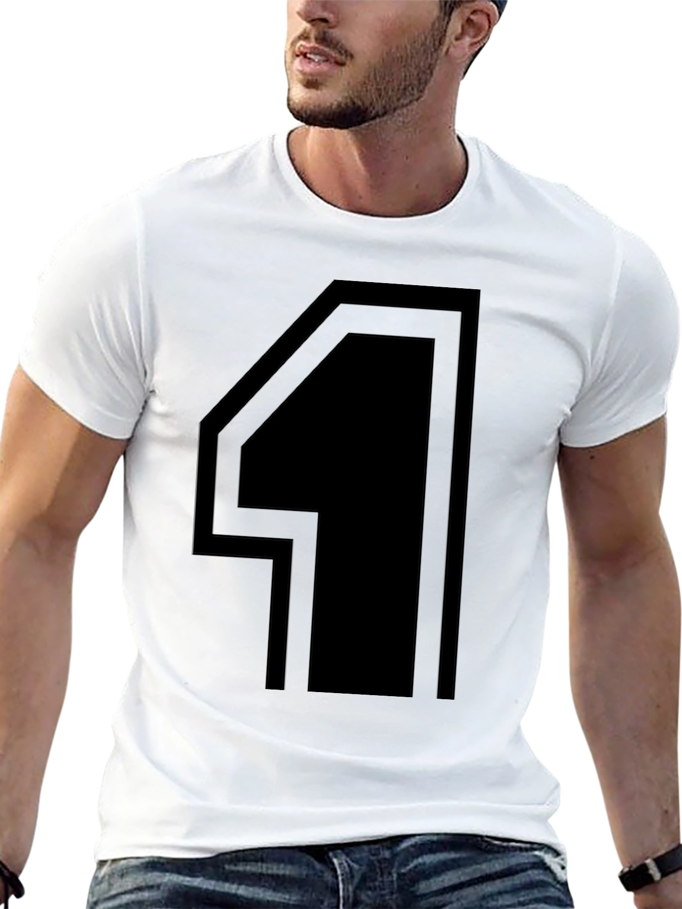 Modern Number 4 Graphic Tee - Black Cotton T-Shirt