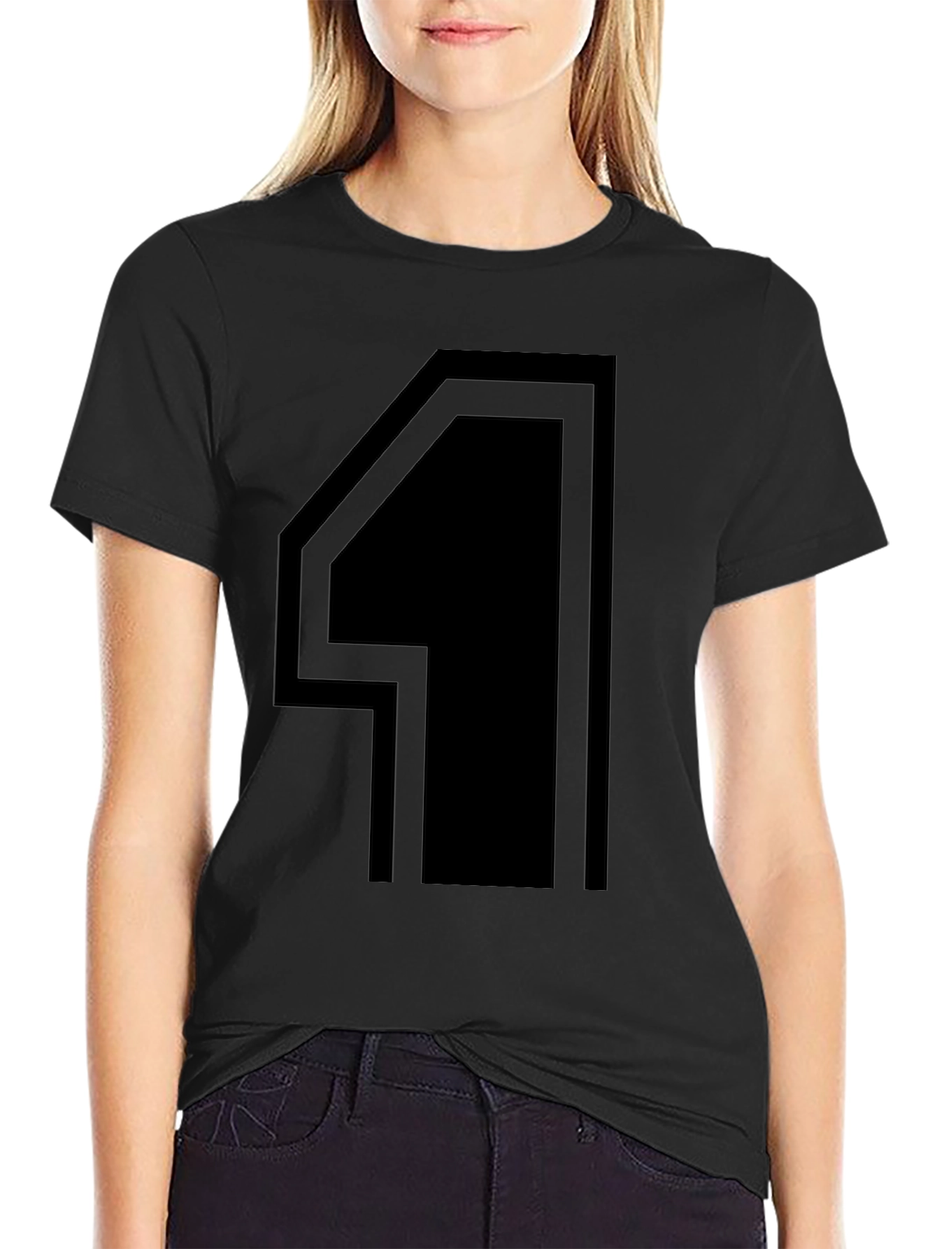 Modern Number 4 Graphic Tee - Black Cotton T-Shirt