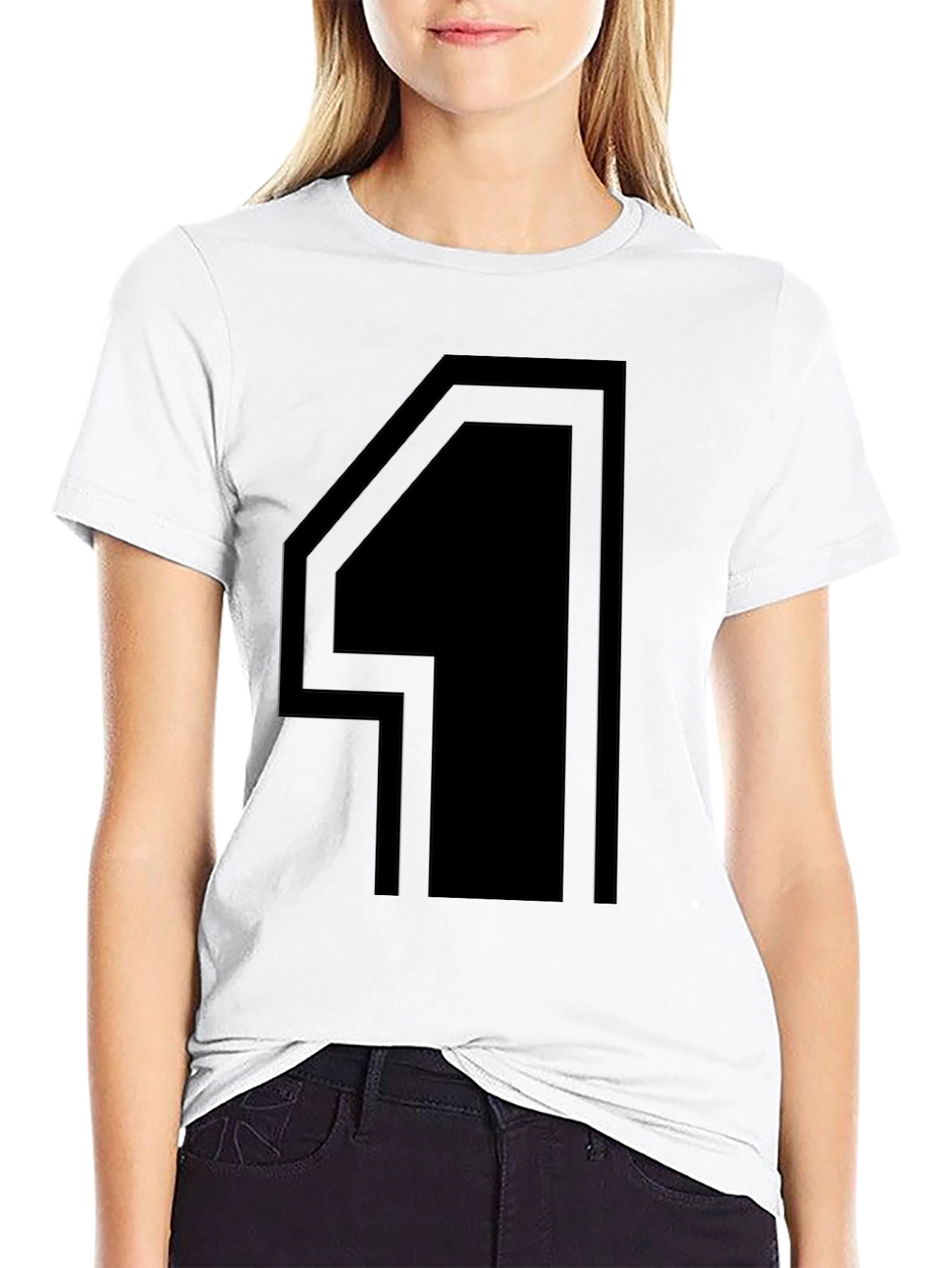 Modern Number 4 Graphic Tee - Black Cotton T-Shirt