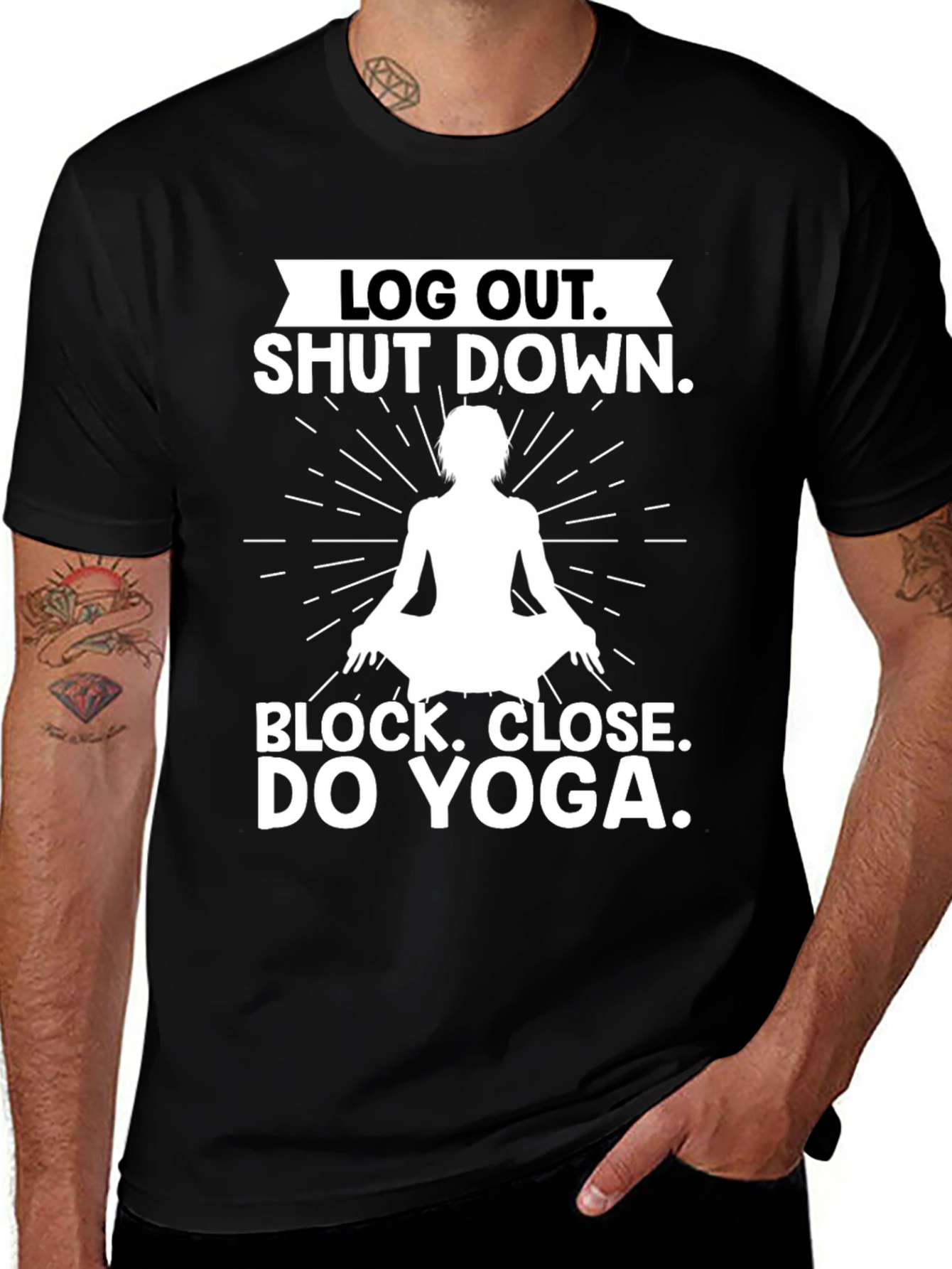 Log Out Shut Down Yoga T-Shirt