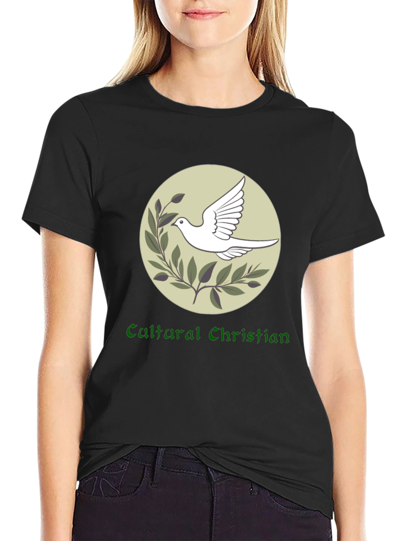 Cultural Christian Dove Graphic Tee - Black